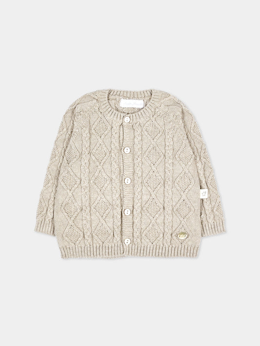 Cardigan beige per neonati con trecce,Martín Aranda,045-10331 E70