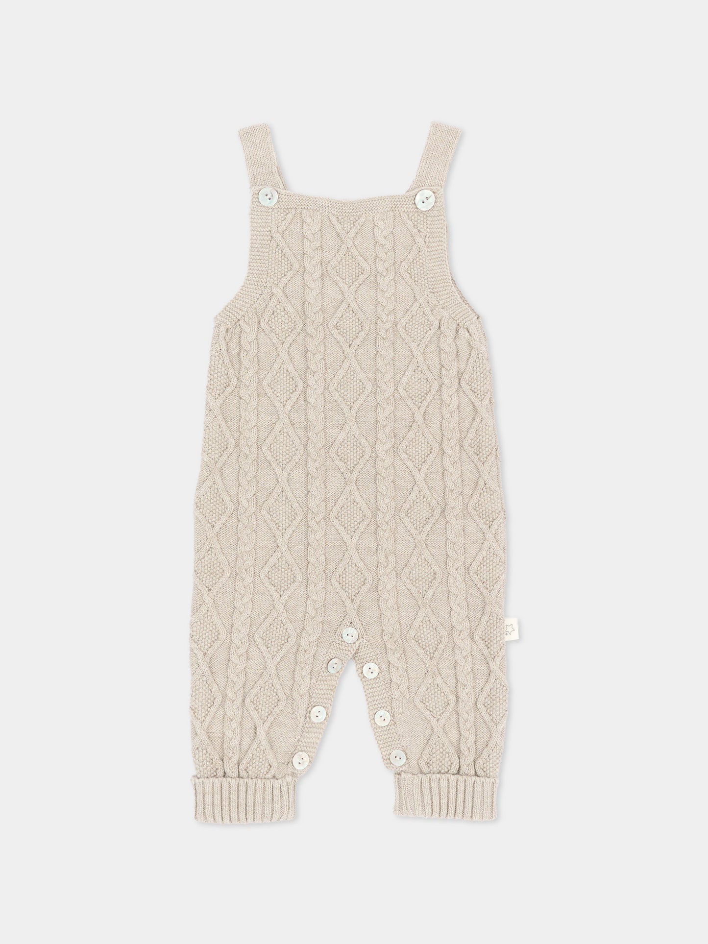 Salopette beige per neonati in maglia,Martín Aranda,016-10331 E70
