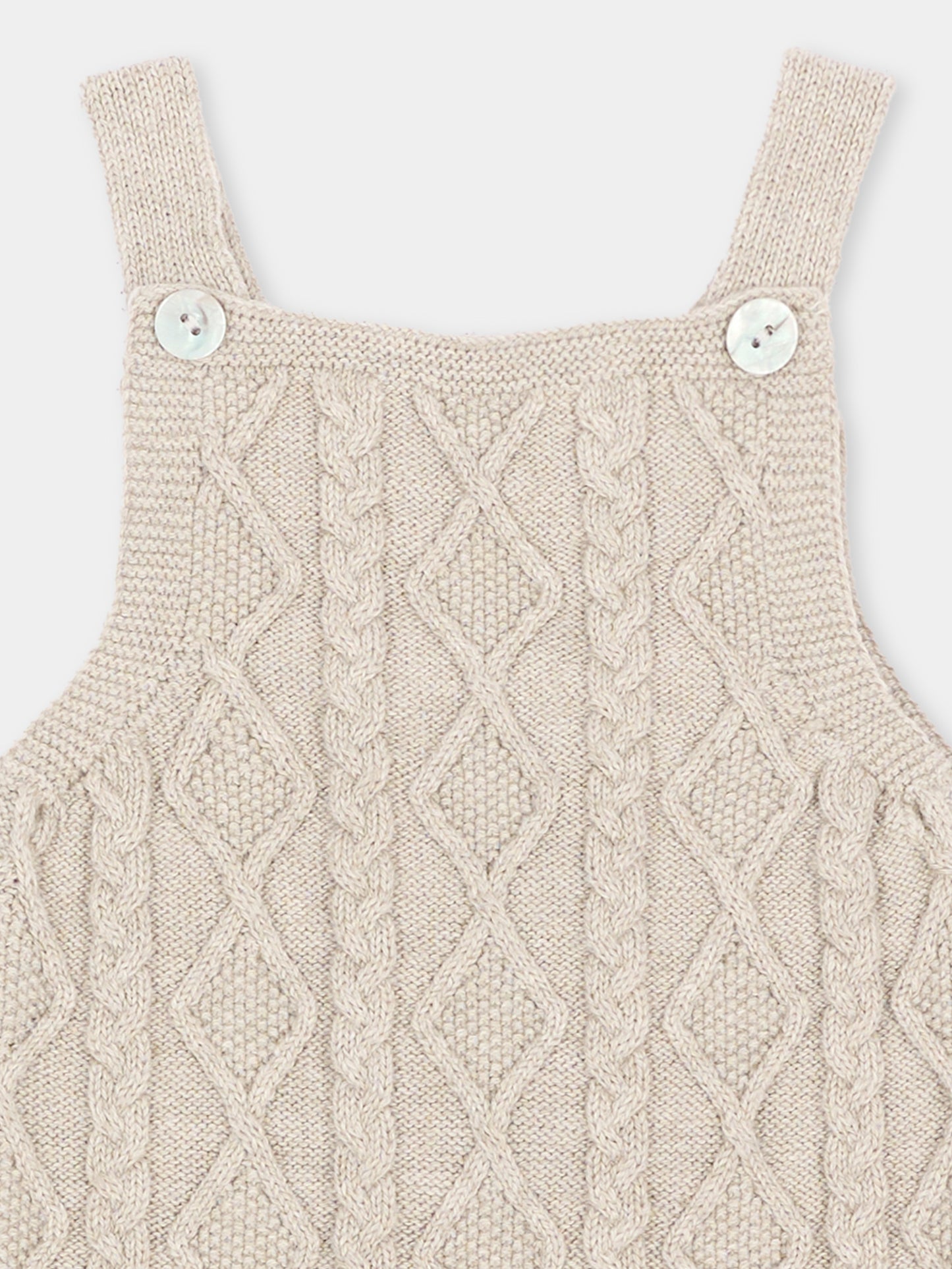 Salopette beige per neonati in maglia,Martín Aranda,016-10331 E70