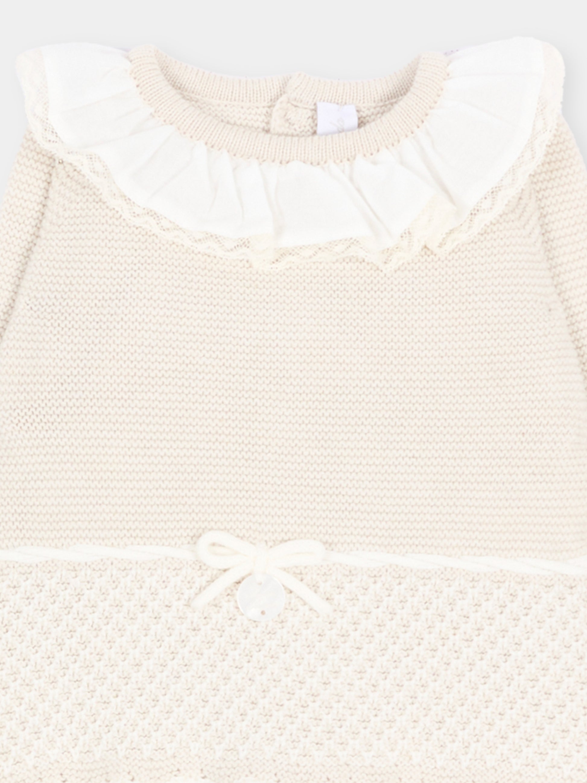 Completo nascita avorio per neonata in maglia,Martín Aranda,004-11321 E01