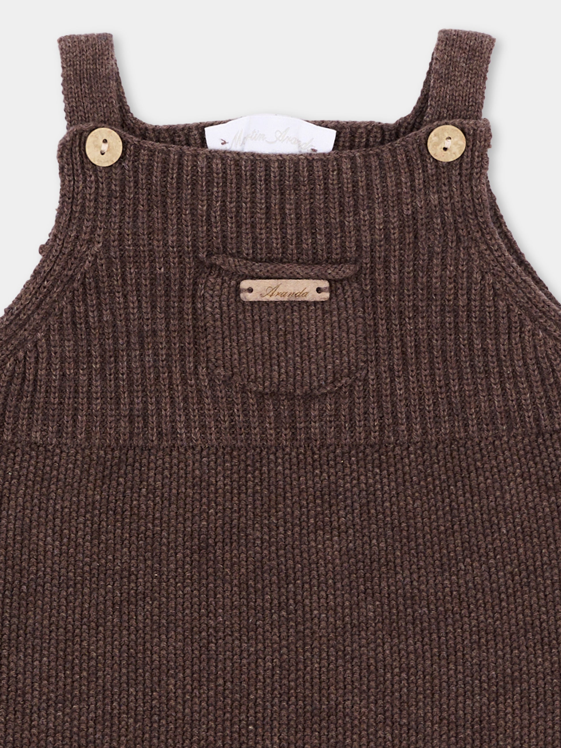 Salopette marrone per neonati in maglia,Martín Aranda,016-10329 B08