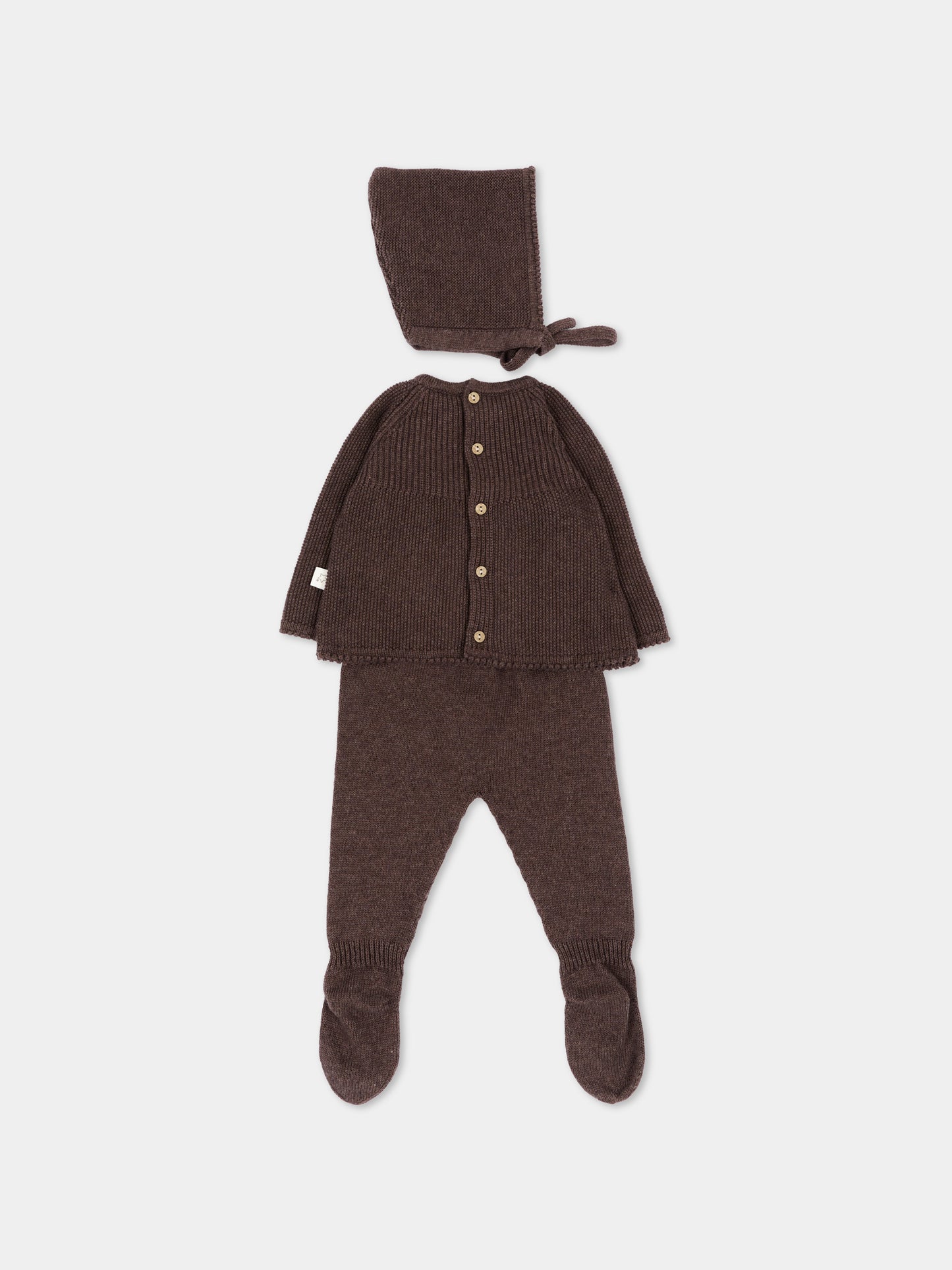Completo nascita marrone con cuffietta per neonati in maglia,Martín Aranda,004-11329 B08