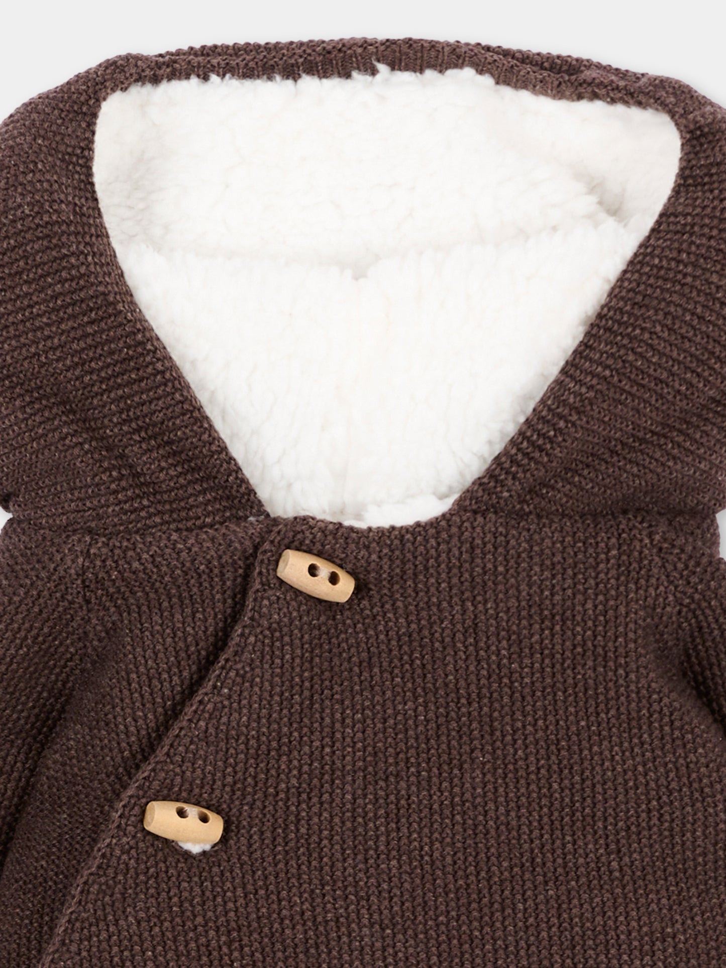 Cappotto marrone per neonati in maglia con cappuccio,Martín Aranda,019-10329 B08