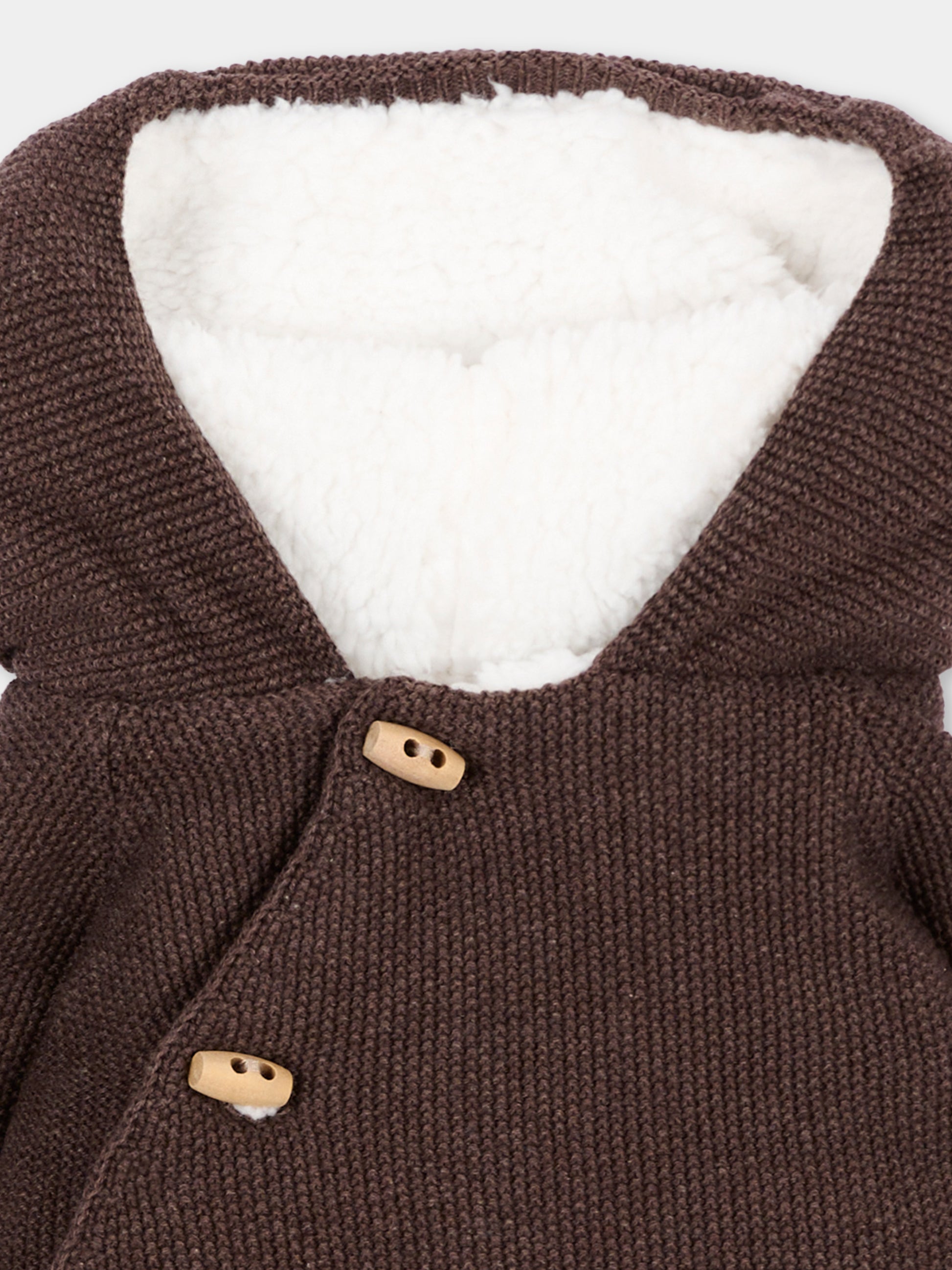 Cappotto marrone per neonati in maglia con cappuccio,Martín Aranda,019-10329 B08