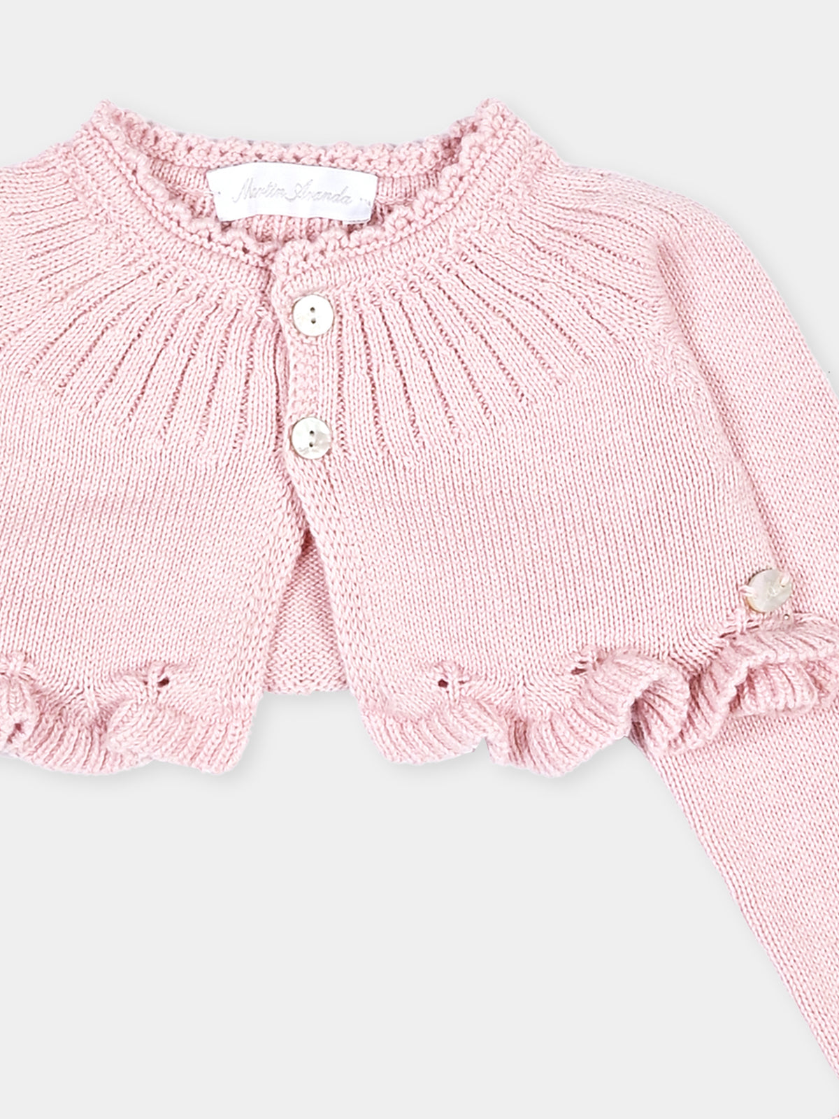 Cardigan rosa per neonata con ruches,Martín Aranda,049-10327 P07