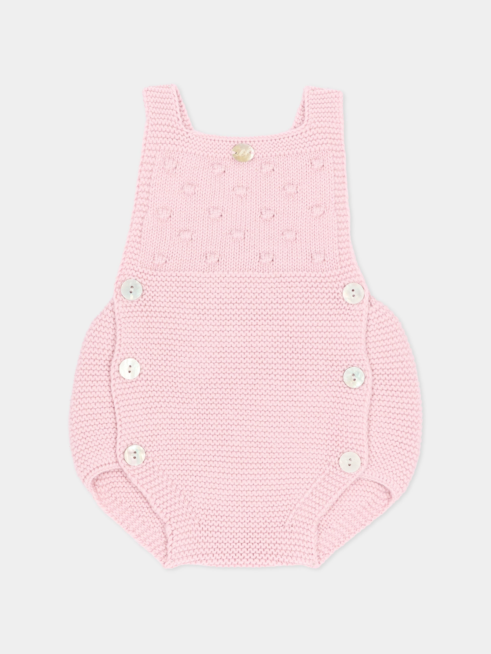 Salopette rosa per neonata in maglia,Martín Aranda,016-10327 P07