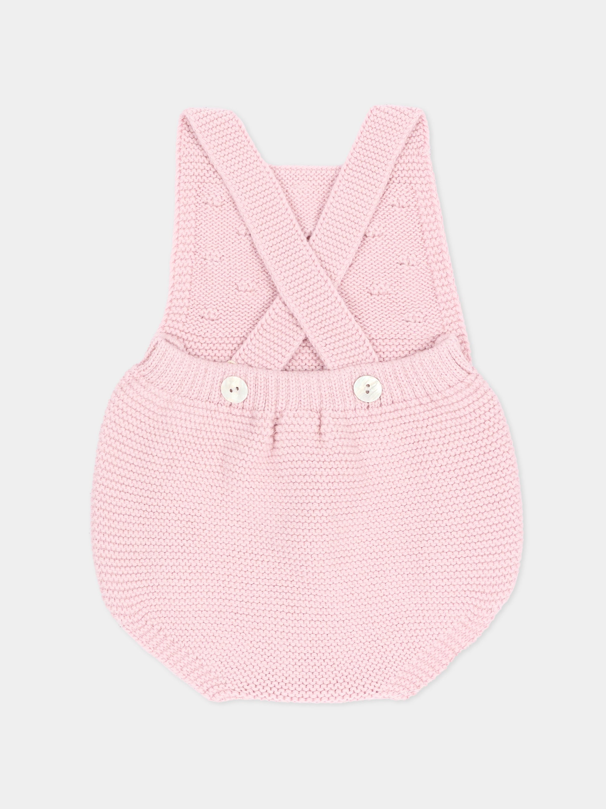 Salopette rosa per neonata in maglia,Martín Aranda,016-10327 P07