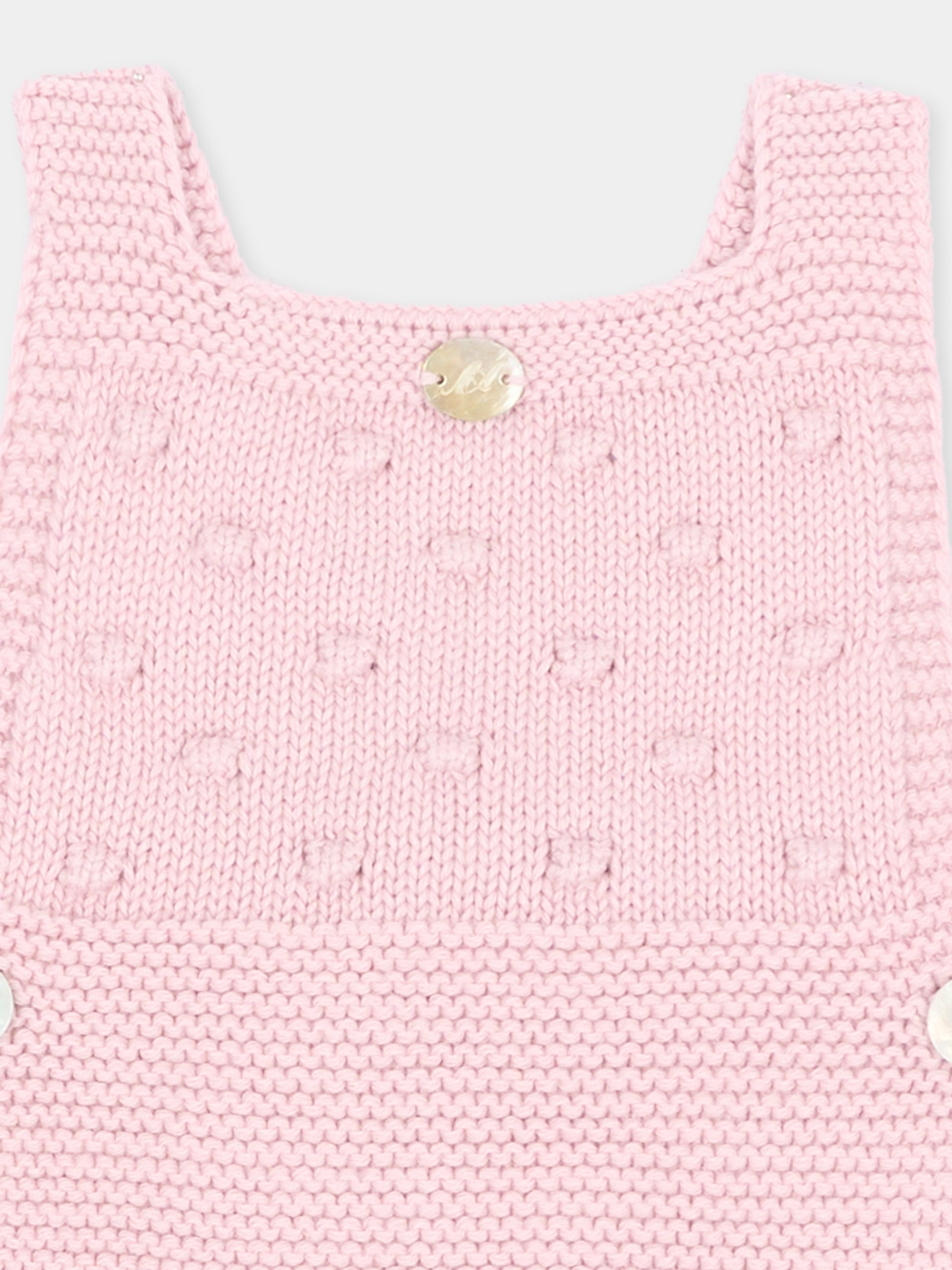 Salopette rosa per neonata in maglia,Martín Aranda,016-10327 P07