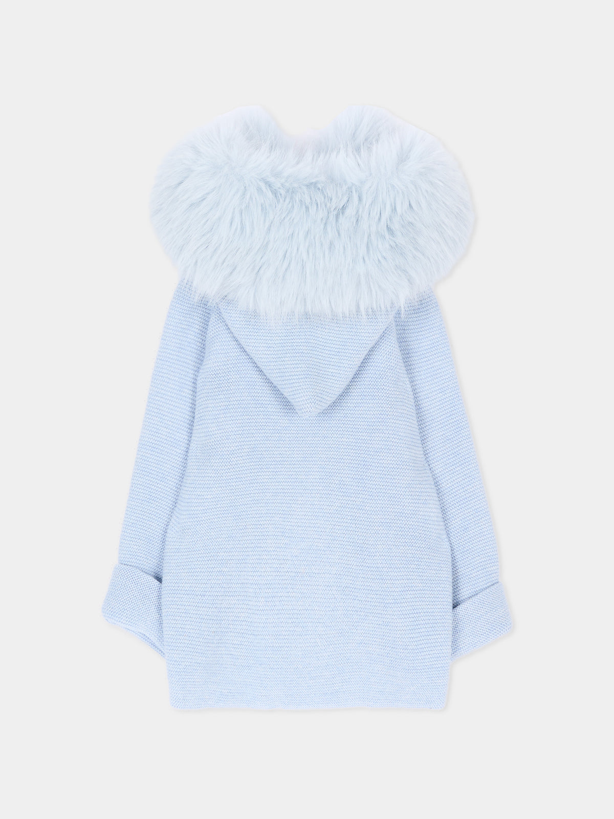 Cappotto celeste per neonato in maglia con cappuccio,Martín Aranda,018-10322 C08