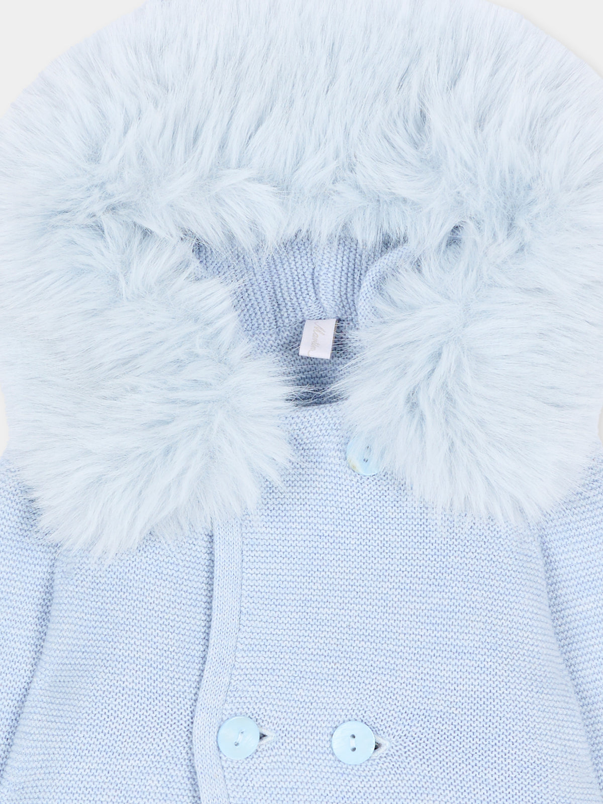 Cappotto celeste per neonato in maglia con cappuccio,Martín Aranda,018-10322 C08