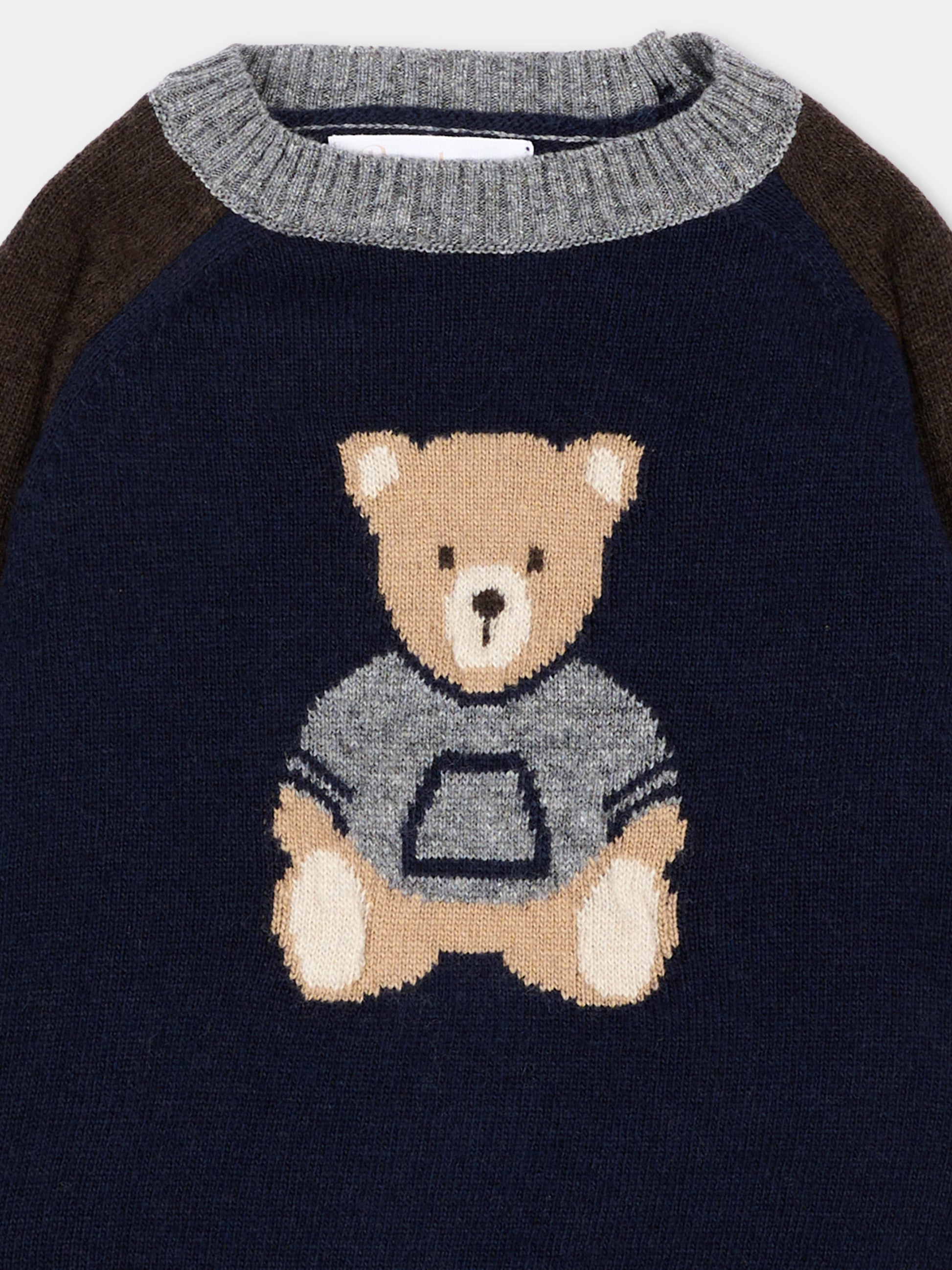 Maglione blu per neonato con orsetto,Patachou,PAP 47 SWE4333324 360