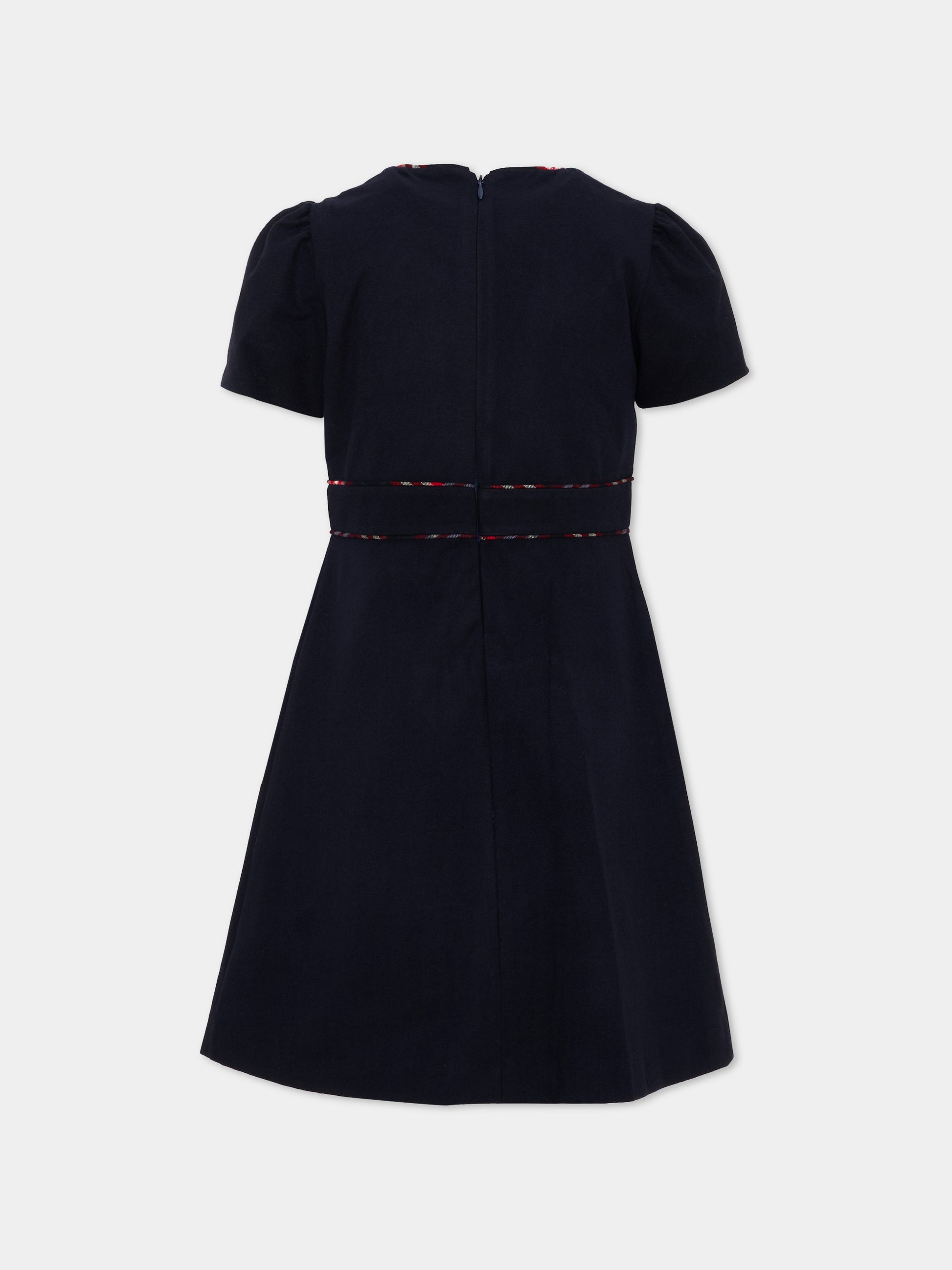 Abito elegante blu tartan per bambina,Patachou,PAP 47 VET4333465 360