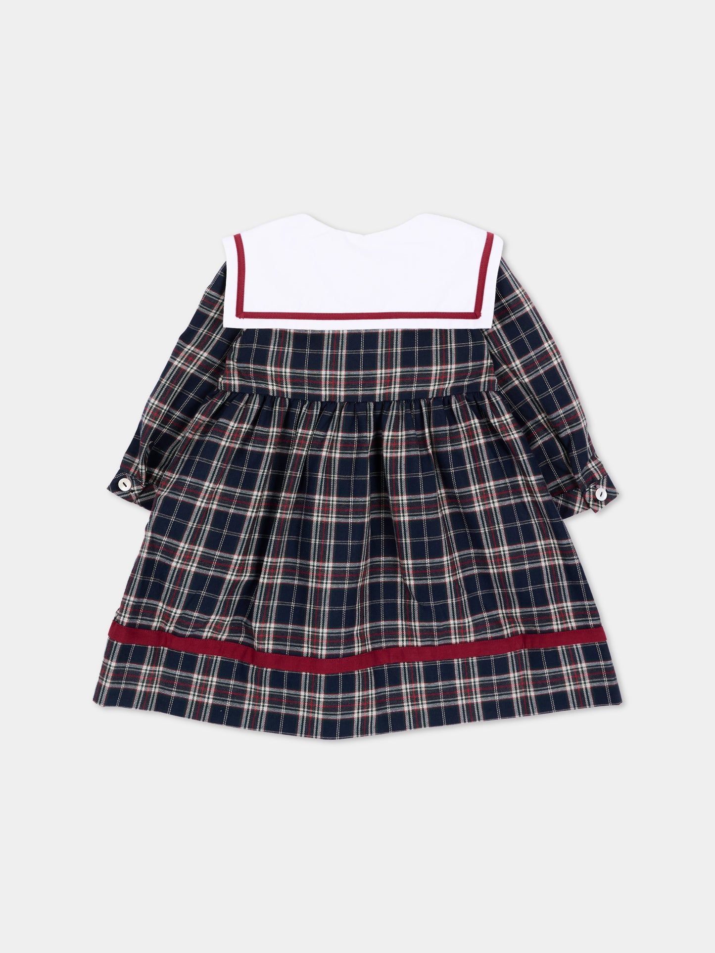 Vestito a manica lunga blu tartan per neonata,Kidiwi Handmade,37271 TC324