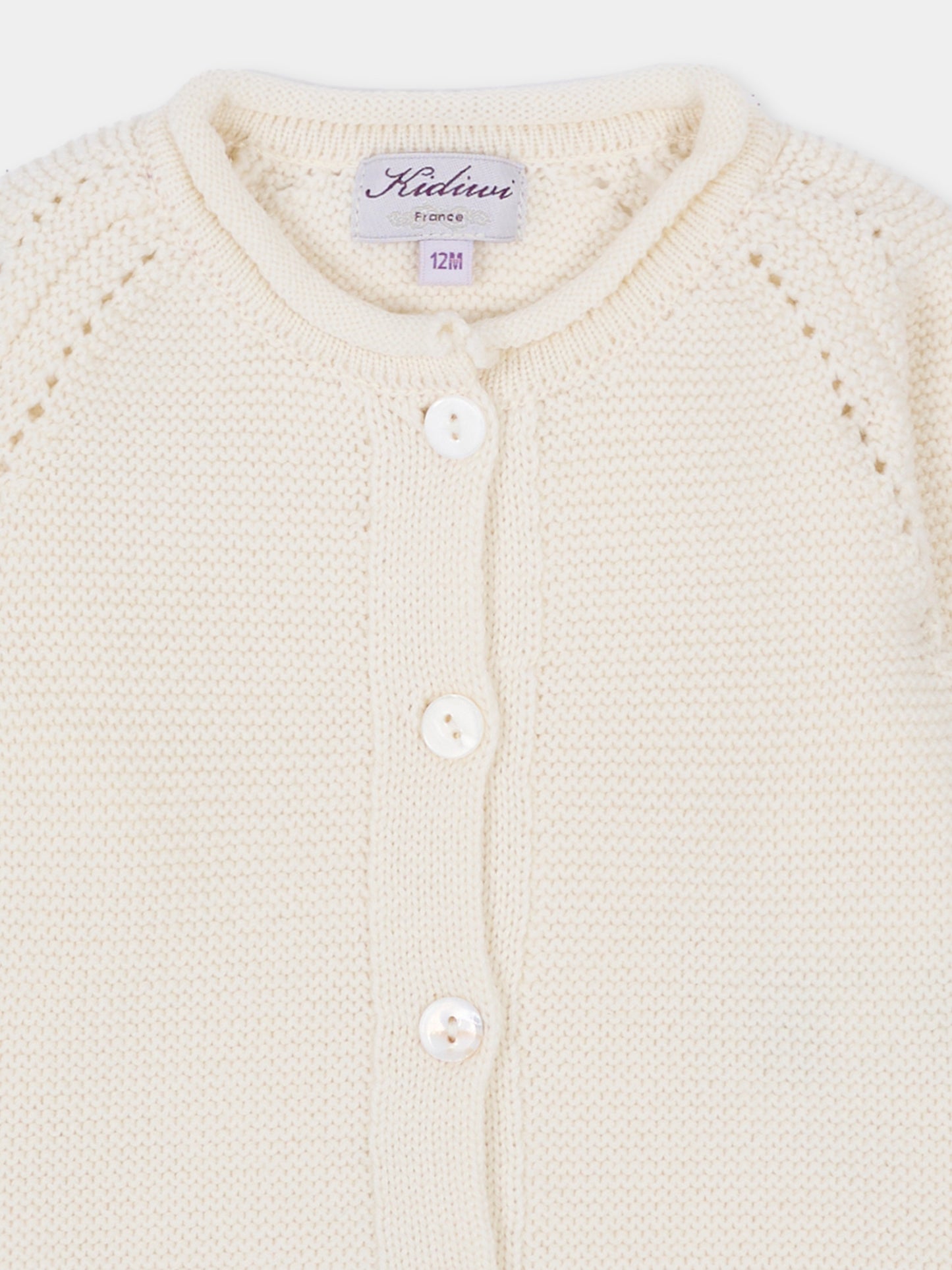 Cardigan avorio per neonata,Kidiwi Handmade,M0020LAT