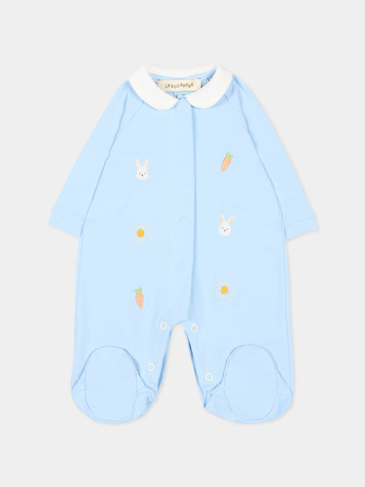 Tutina celeste per neonato con ricami,Le Boo Beebè,CB026 T351 40