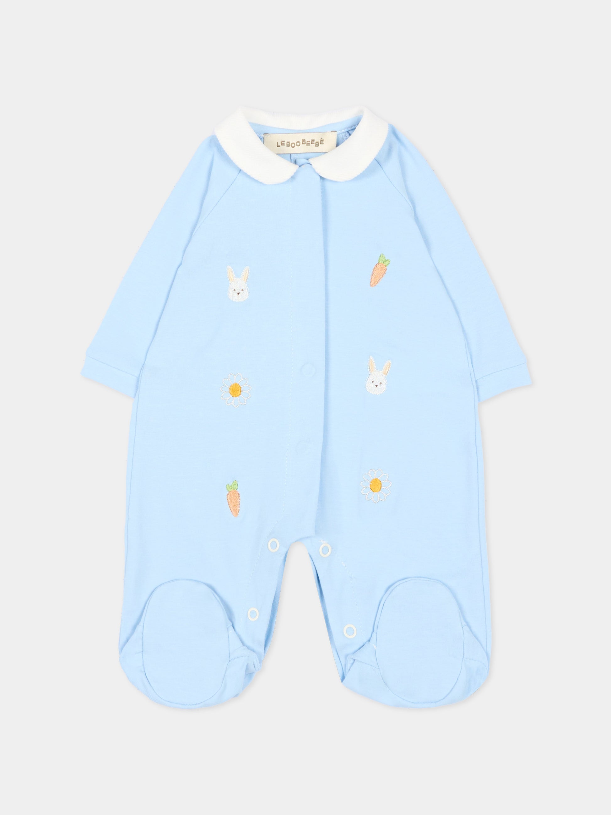 Tutina celeste per neonato con ricami,Le Boo Beebè,CB026 T351 40