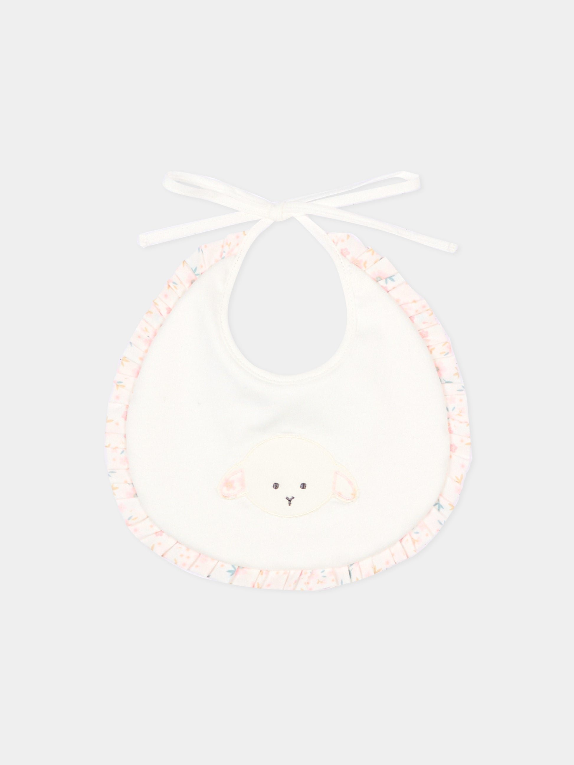 Bavaglino avorio per neonata con agnellino Olive,Le Boo Beebè,CBB022 T351 2030