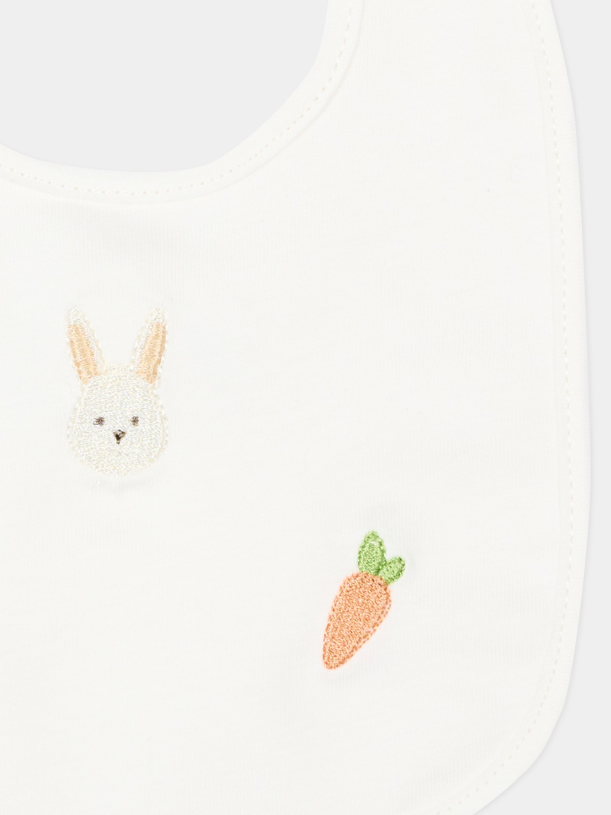 Bavaglino avorio per neonati con ricami,Le Boo Beebè,CBB023 T351 20