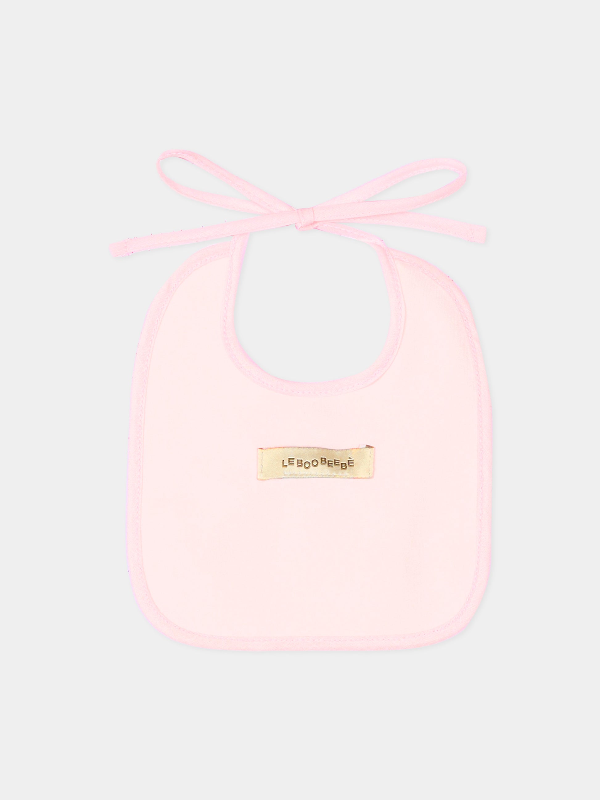 Bavaglino rosa per neonata con ricami,Le Boo Beebè,CBB023 T351 30