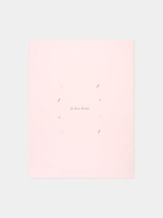 Coperta rosa per neonata con ricami,Le Boo Beebè,CBC023 T351 30