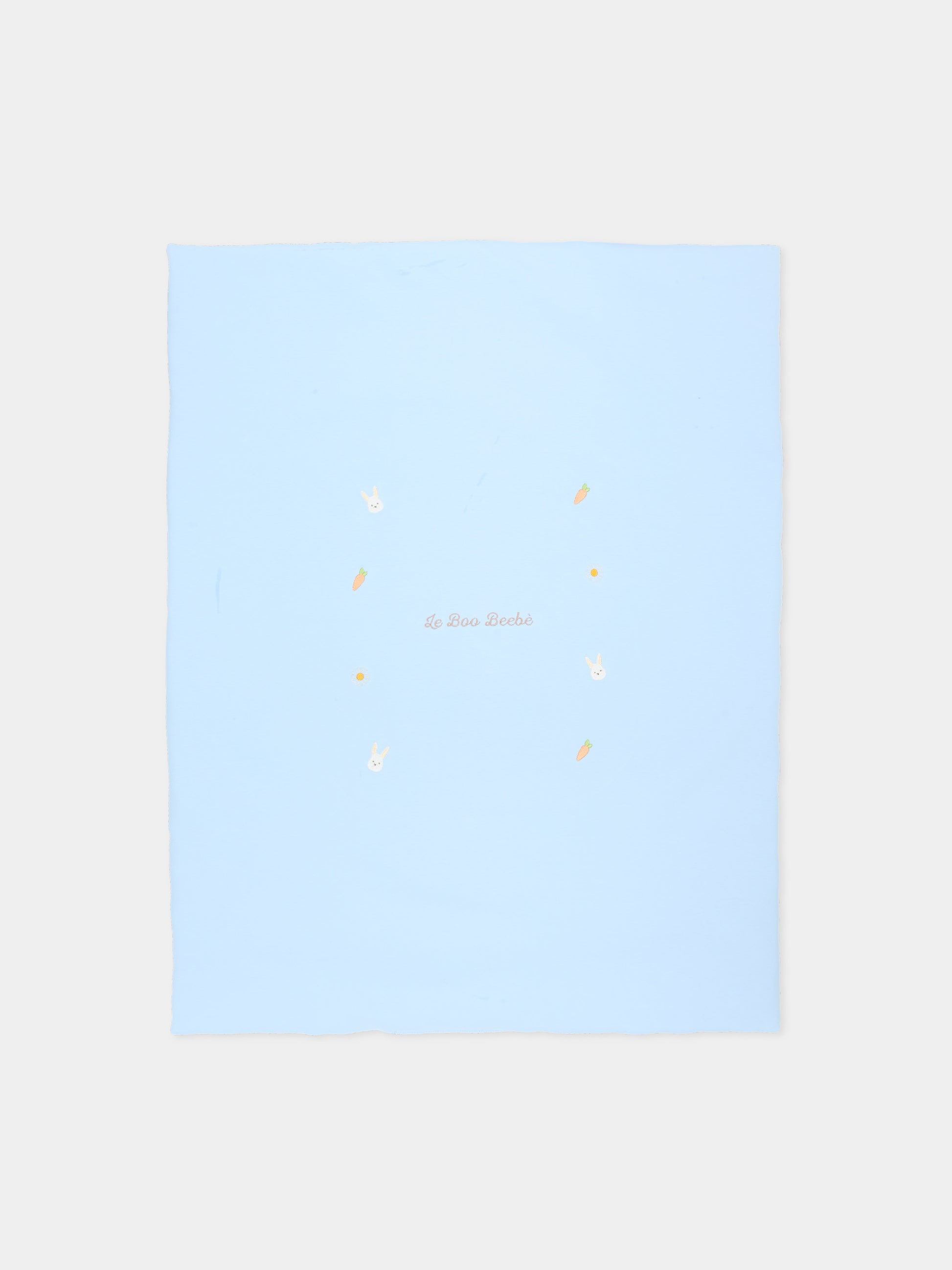 Coperta celeste per neonato con ricami,Le Boo Beebè,CBC023 T351 40