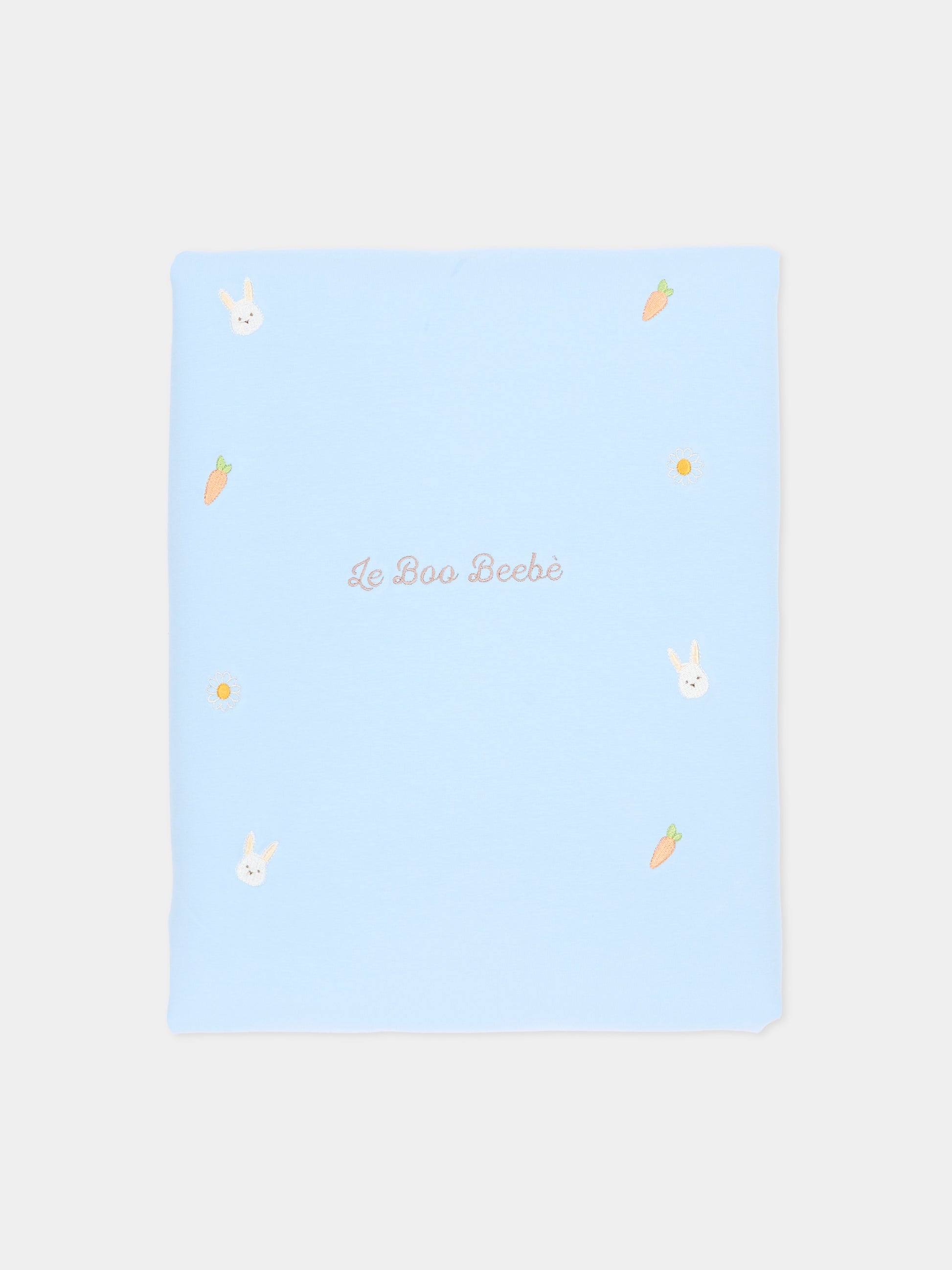 Coperta celeste per neonato con ricami,Le Boo Beebè,CBC023 T351 40