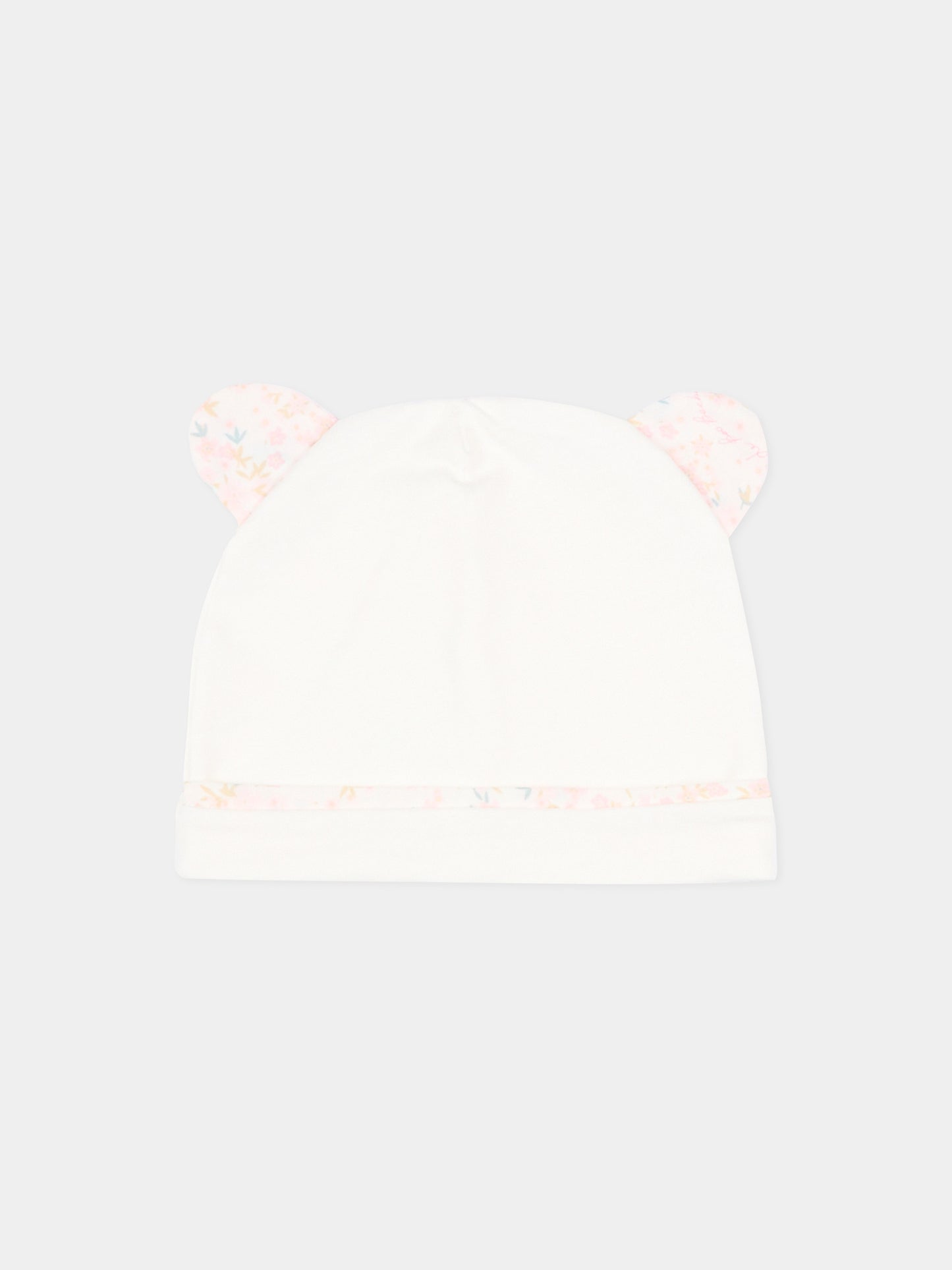 Cappellino avorio per neonata con orecchie in liberty,Le Boo Beebè,CCB021 T351 30