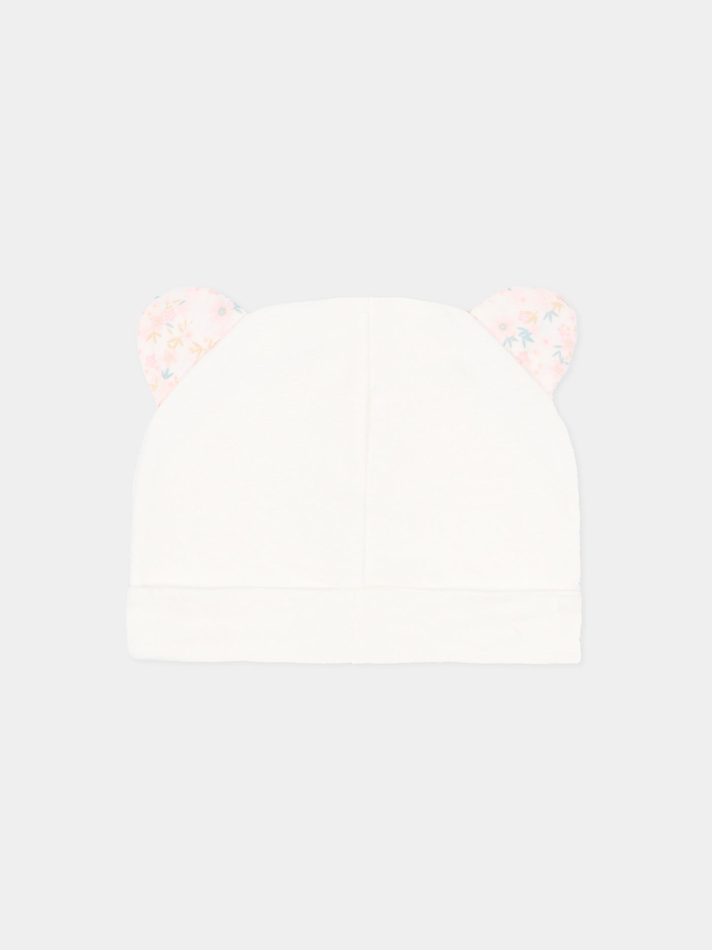 Cappellino avorio per neonata con orecchie in liberty,Le Boo Beebè,CCB021 T351 30