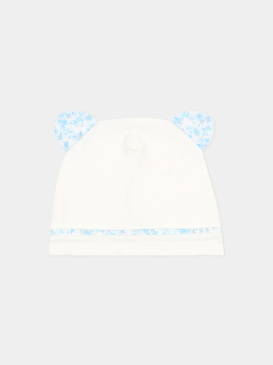 Cappellino avorio per neonato con orecchie in liberty,Le Boo Beebè,CCB021 T351 40