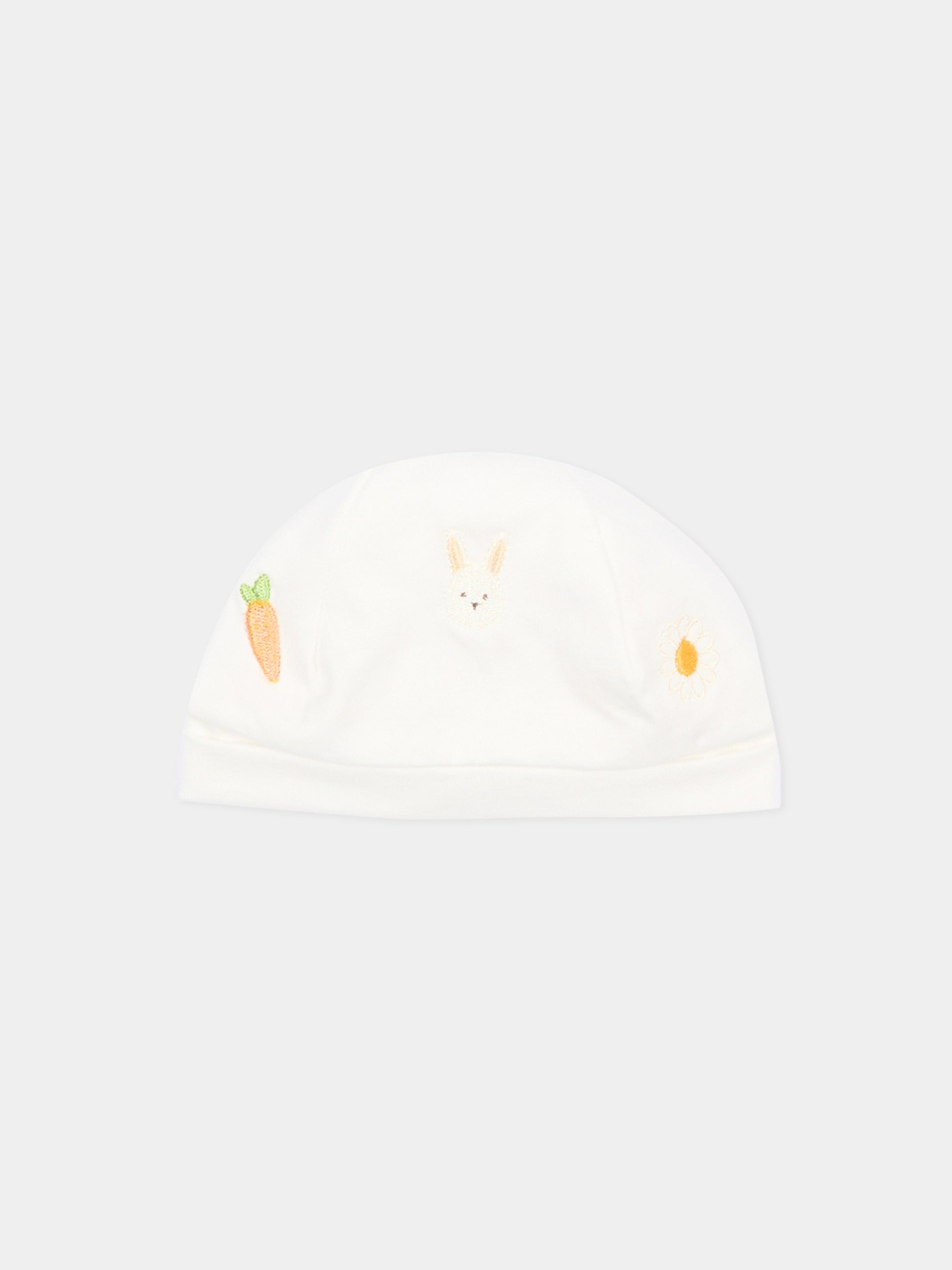 Cappellino avorio per neonati con ricami,Le Boo Beebè,CCB022 T351 20