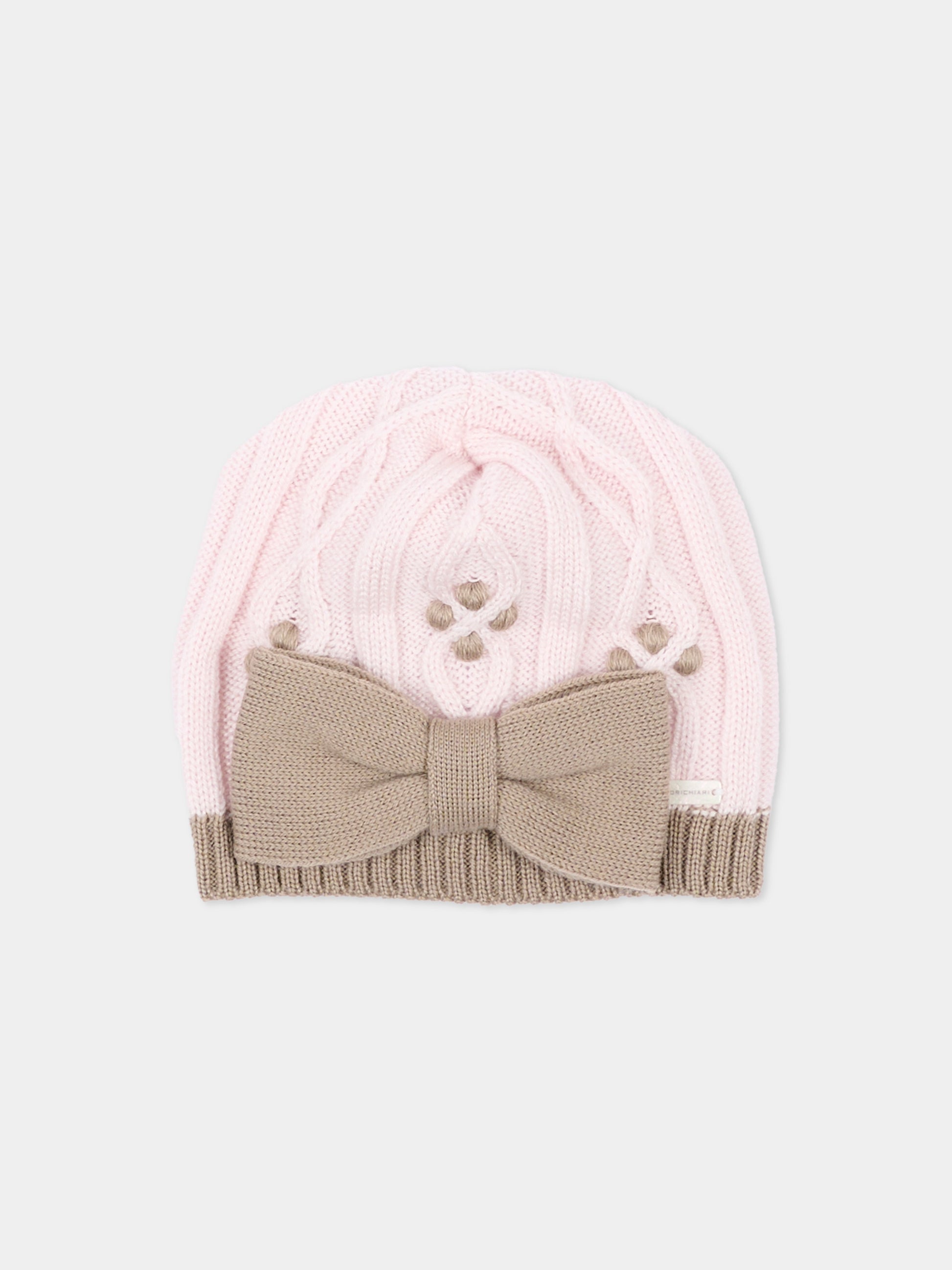 Cappello rosa con fiocco per neonata,Colorichiari,FF788586 4977 8224