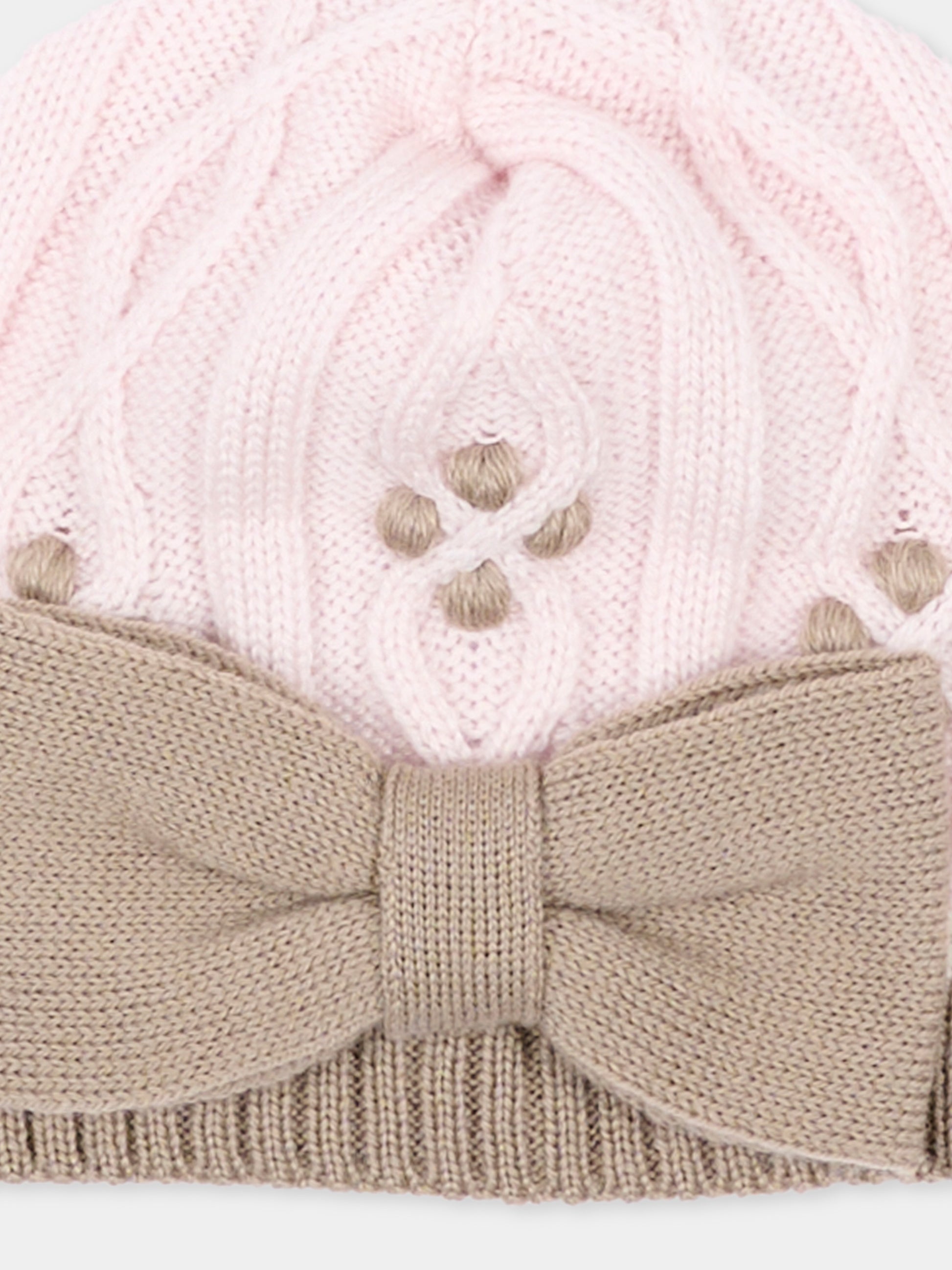 Cappello rosa con fiocco per neonata,Colorichiari,FF788586 4977 8224
