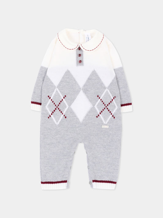 Tutina grigia per neonato a rombi,Colorichiari,MF168563 2088 9573