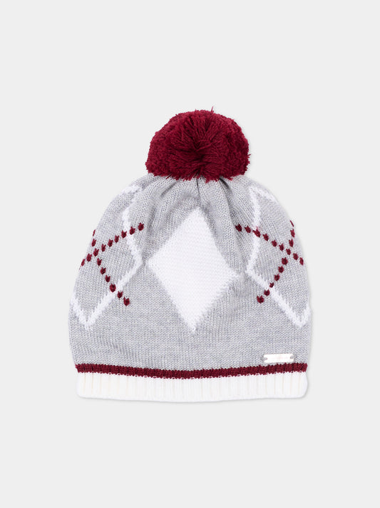 Cappello grigio con pompon per neonato,Colorichiari,MF788564 2088 9573