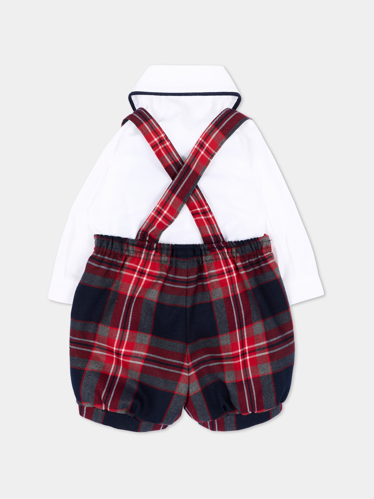 Completo elegante rosso per neonato tartan