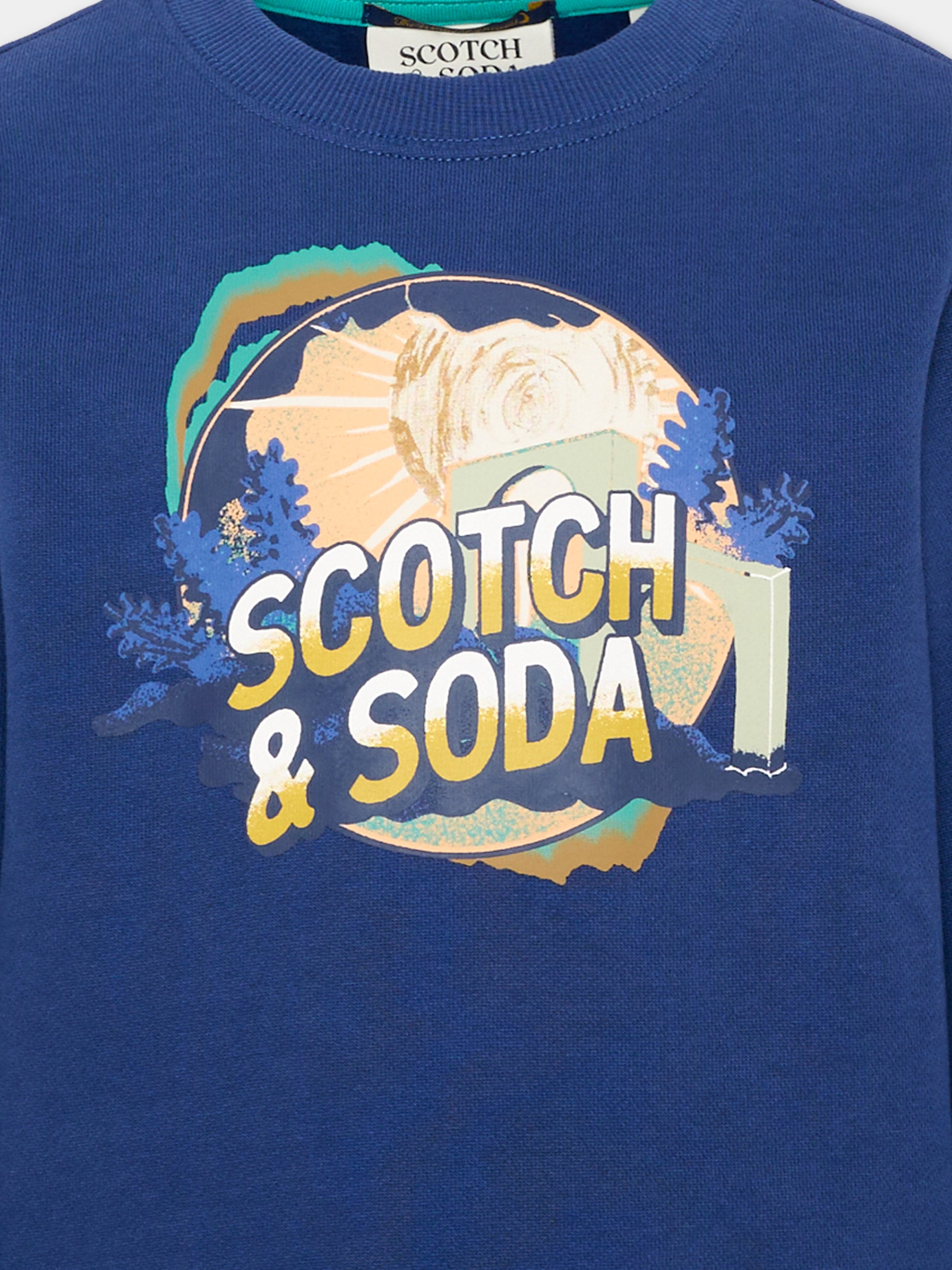 Felpa blu per bambino con logo,Scotch&soda,183332 410