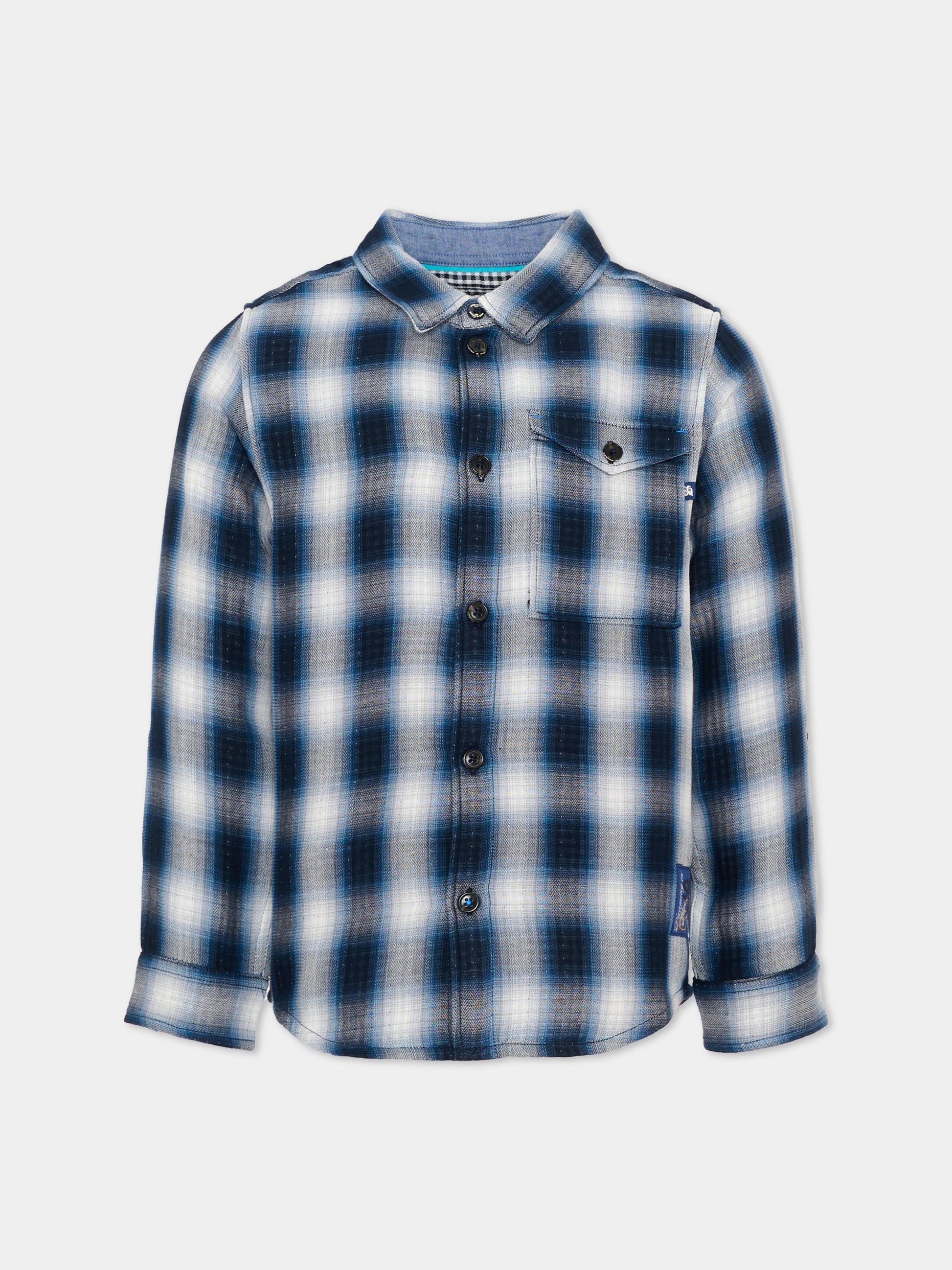 Camicia a manica lunga blu a quadri per bambino,Scotch&soda,183321 401