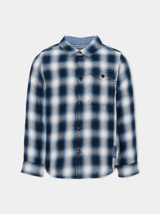Camicia a manica lunga blu a quadri per bambino,Scotch&soda,183321 401