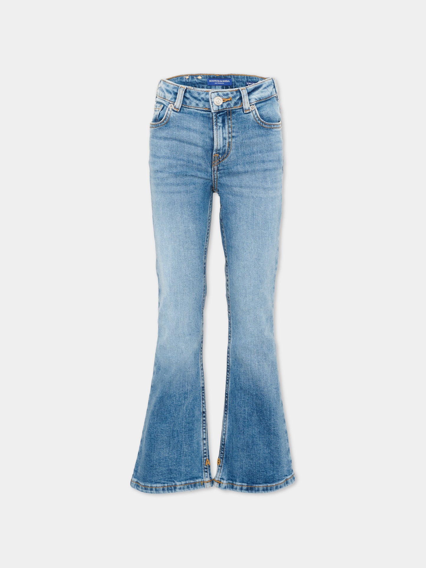 Jeans denim per bambina con patch logo
