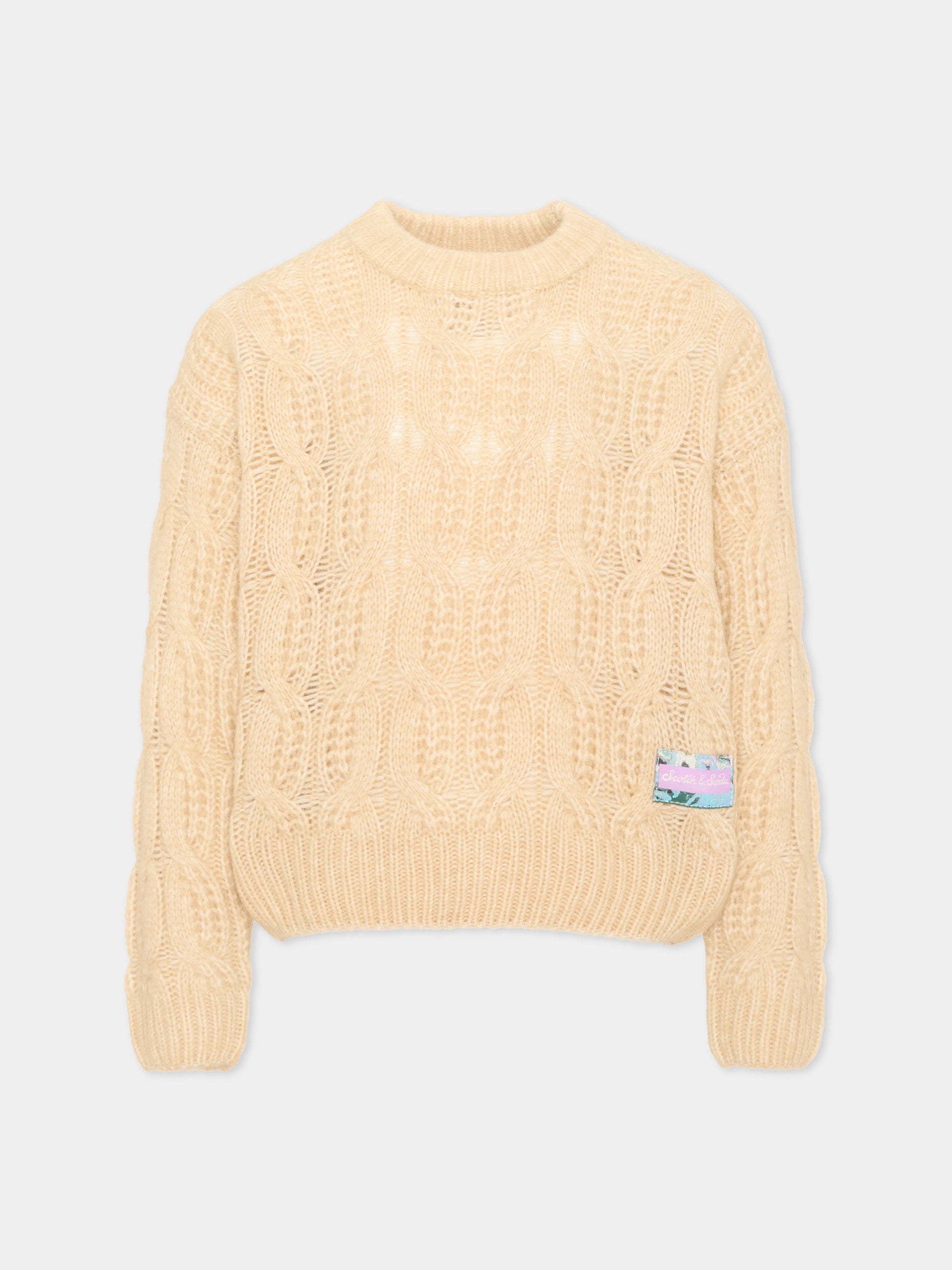 Maglione avorio per bambina a trecce,Scotch&soda,183491 260