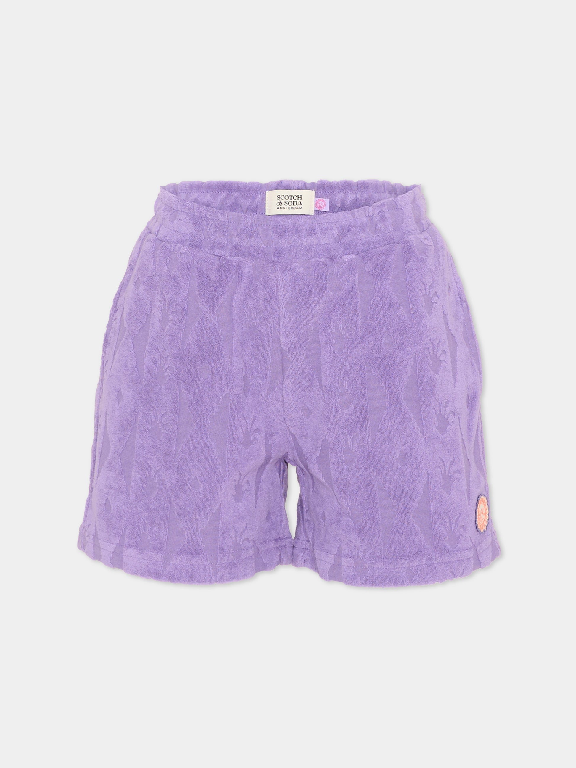 Shorts viola in spugna per bambina,Scotch&soda,182054 650