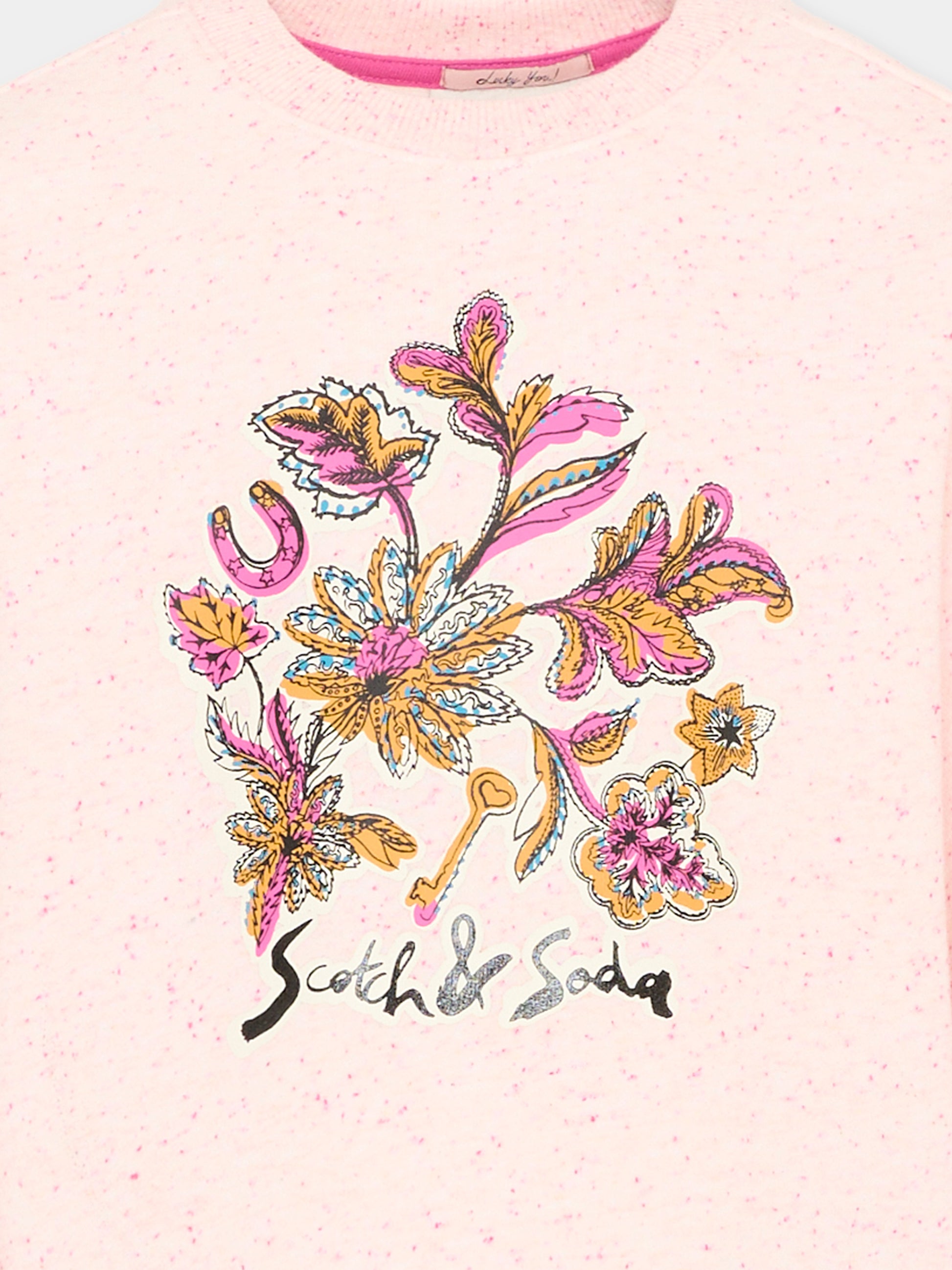 Felpa rosa per bambina con fiori,Scotch&soda,183031 270