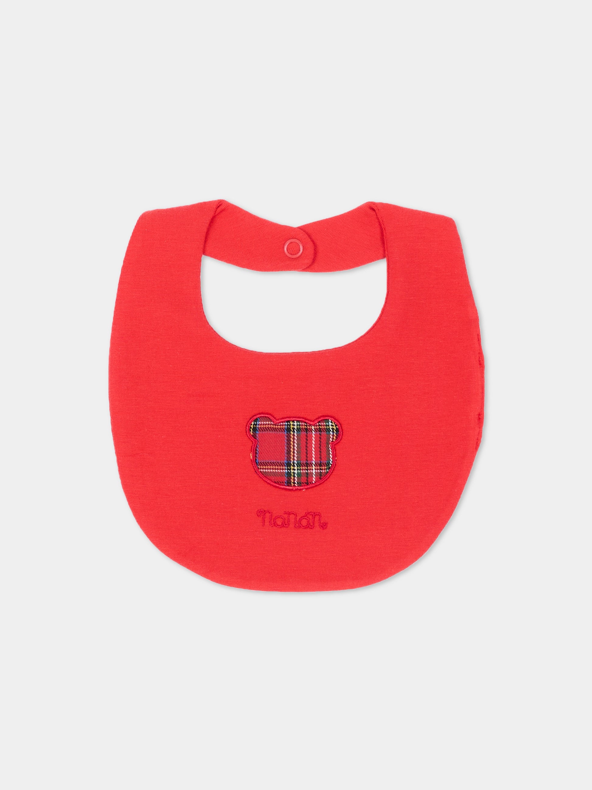 Bavaglino rosso per neonati con orsetto tartan,Nanán,I26040RS