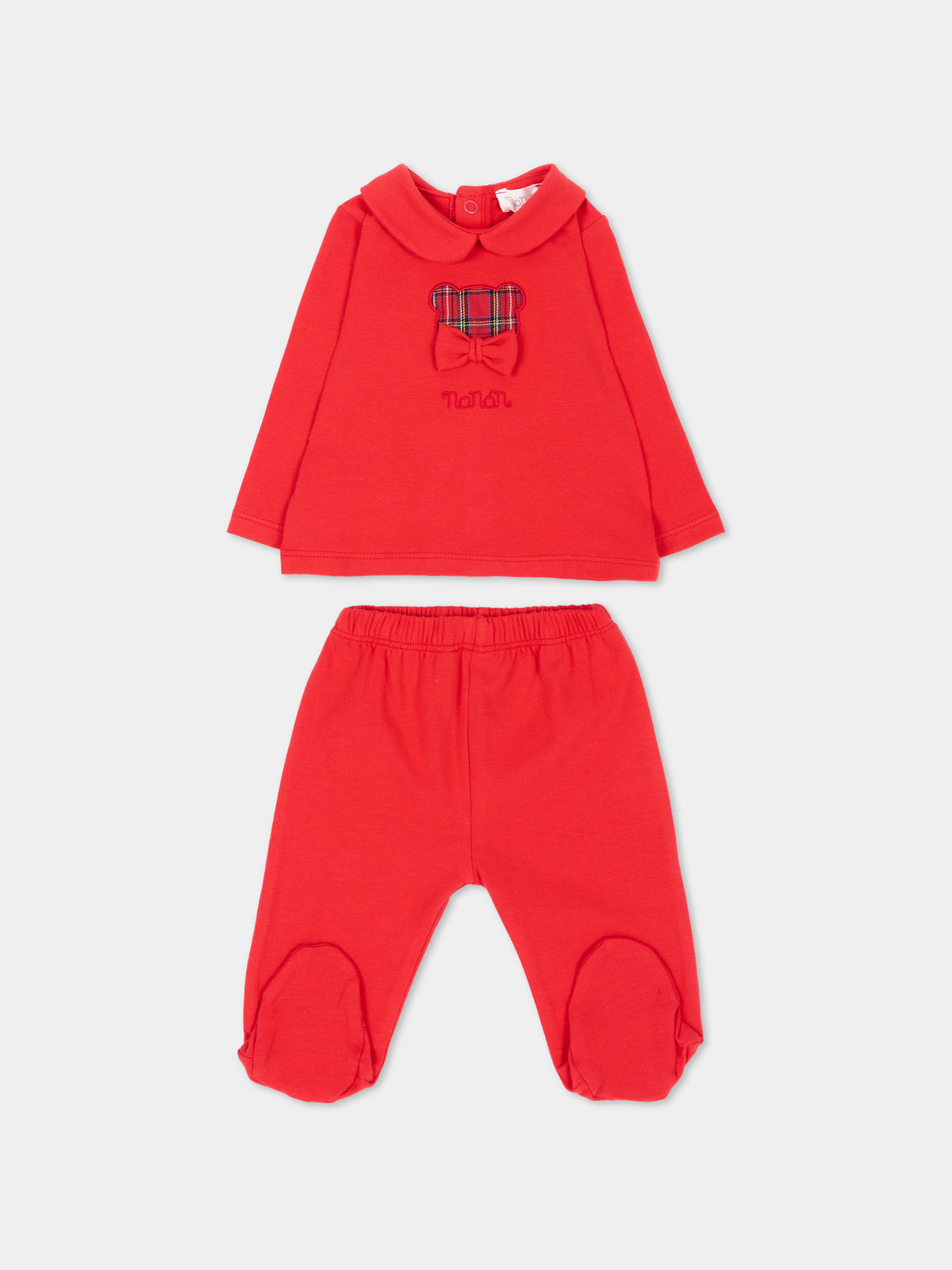 Completo nascita rosso per neonati con orsetto,Nanán,I26038RS