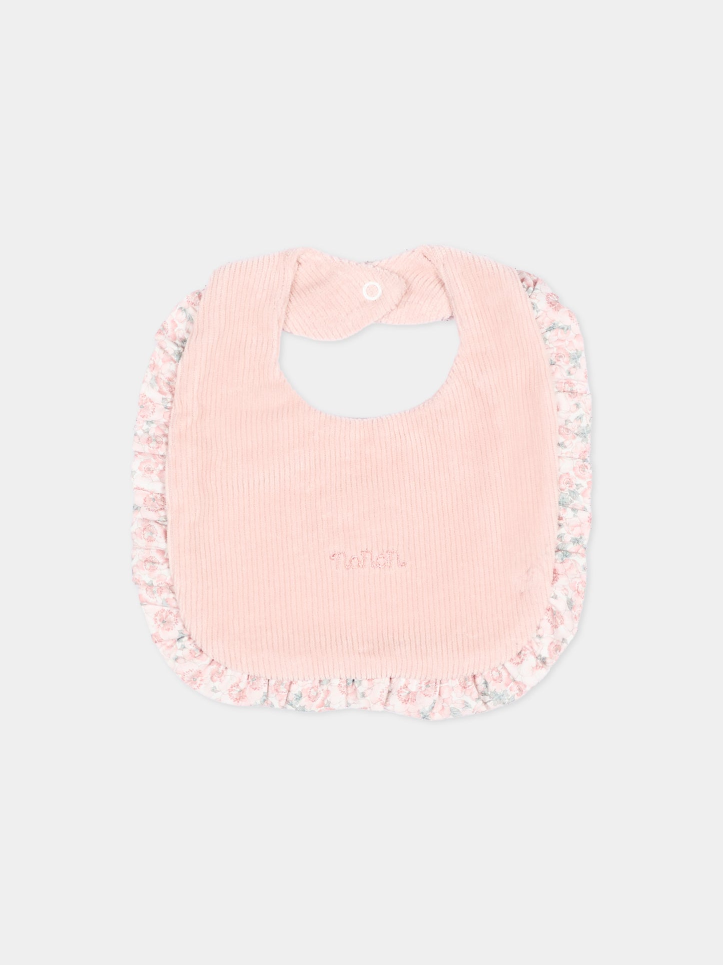Bavaglino rosa per neonata con logo,Nanán,I26424R