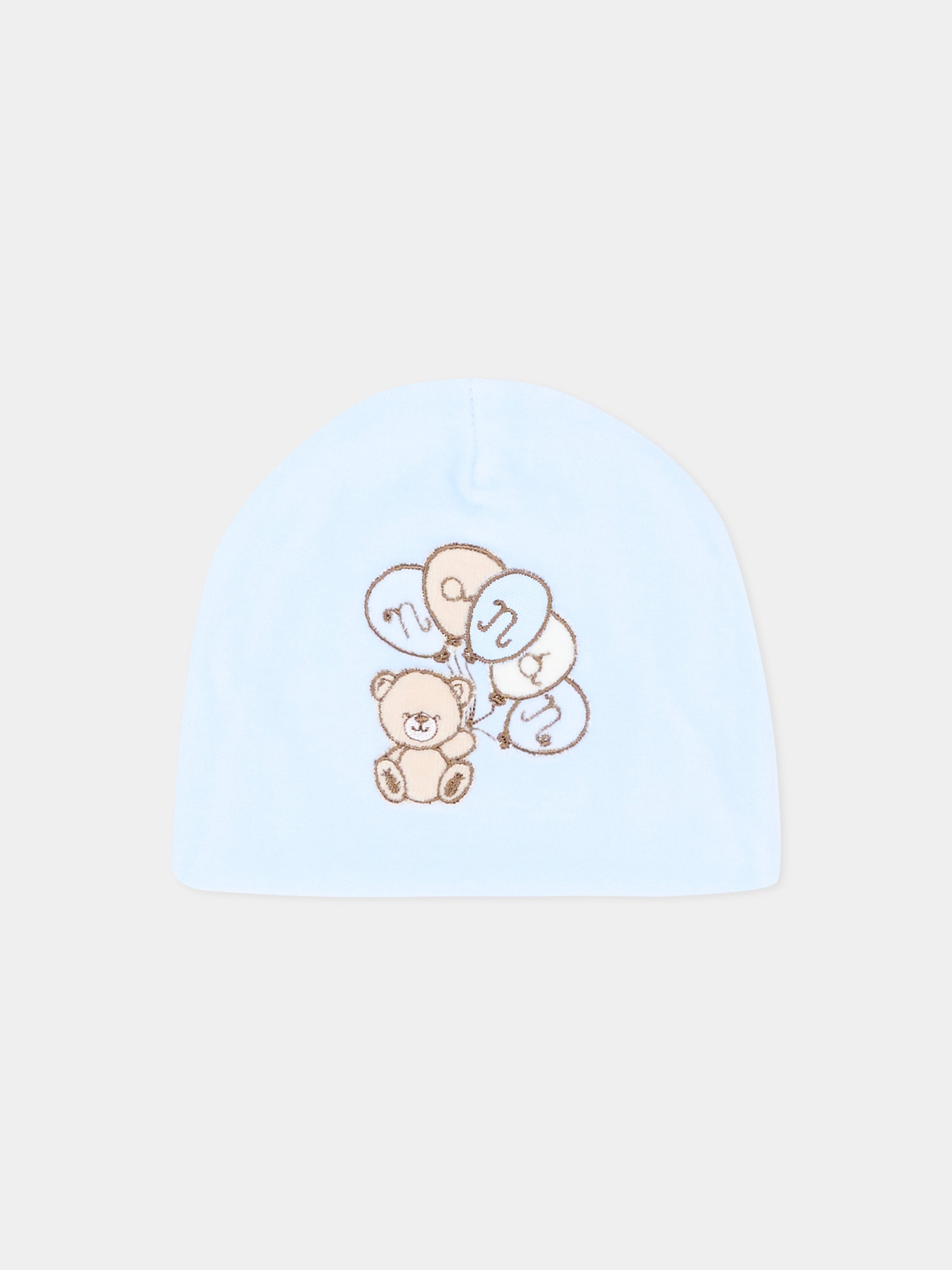 Cappello azzurro per neonato con orsetto,Nanán,I26003A