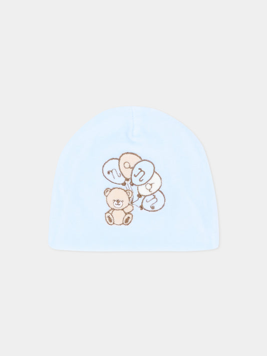 Cappello azzurro per neonato con orsetto,Nanán,I26003A