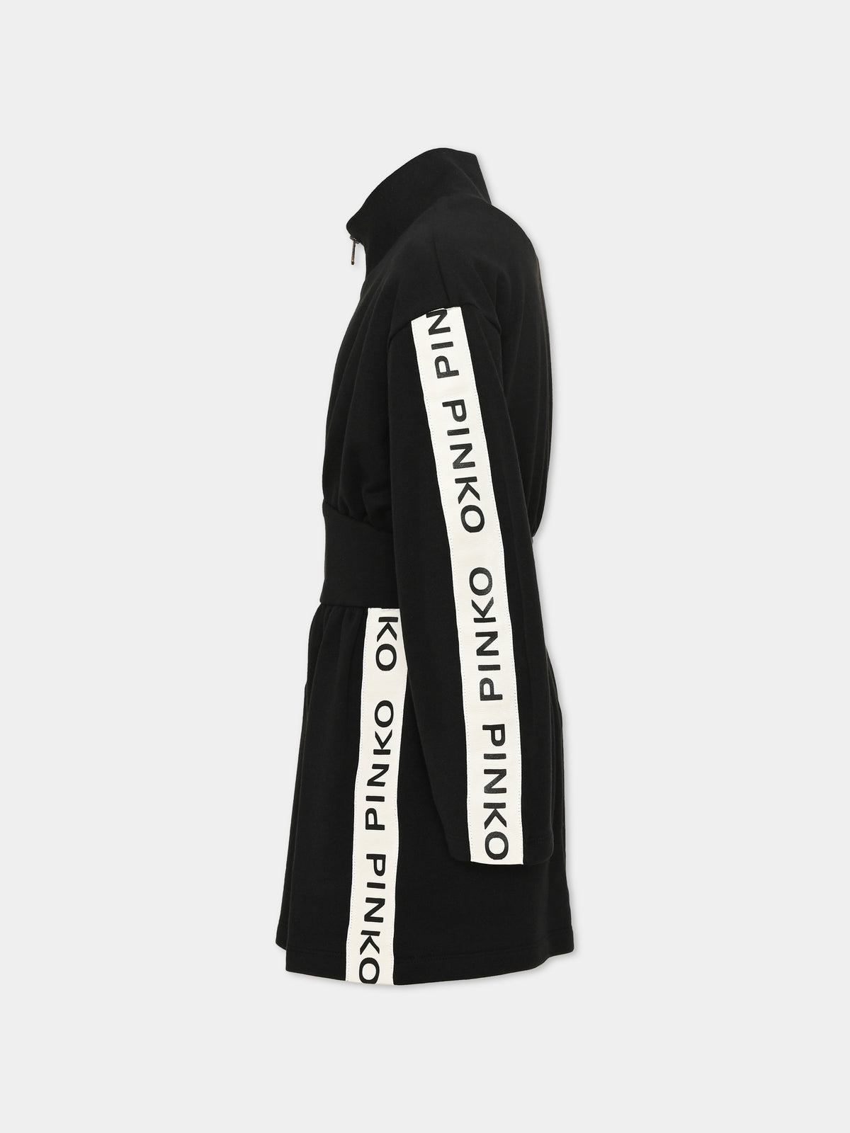 Vestito a manica lunga nero con logo per bambina,Pinko,KFAB083 C FE018 0915