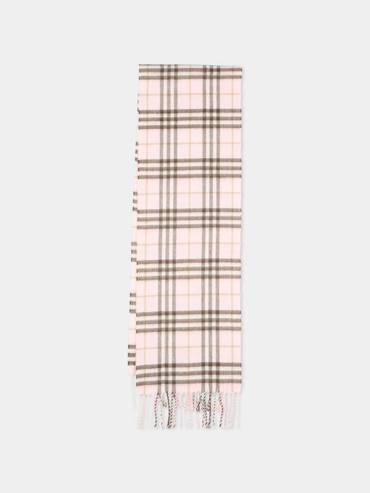 Sciarpa rosa per bambina con check