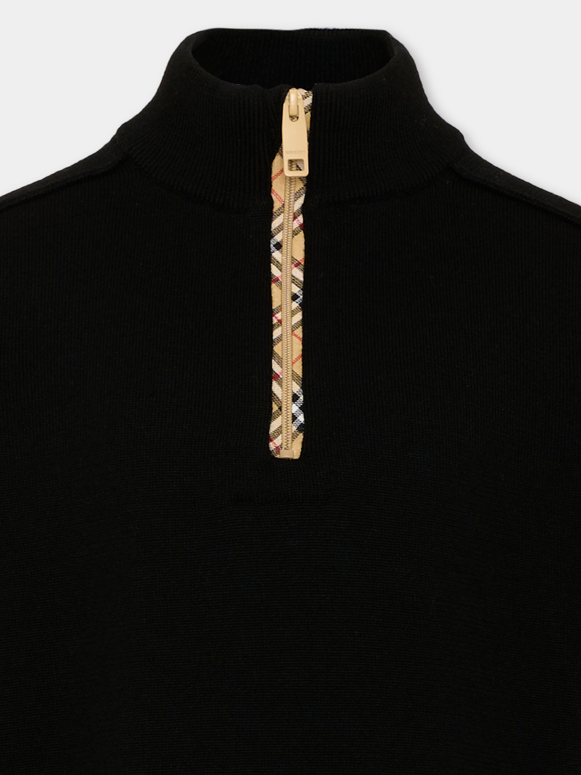 Maglione nero per bambino con Check Vintage,Burberry Kids,8131177 A1189